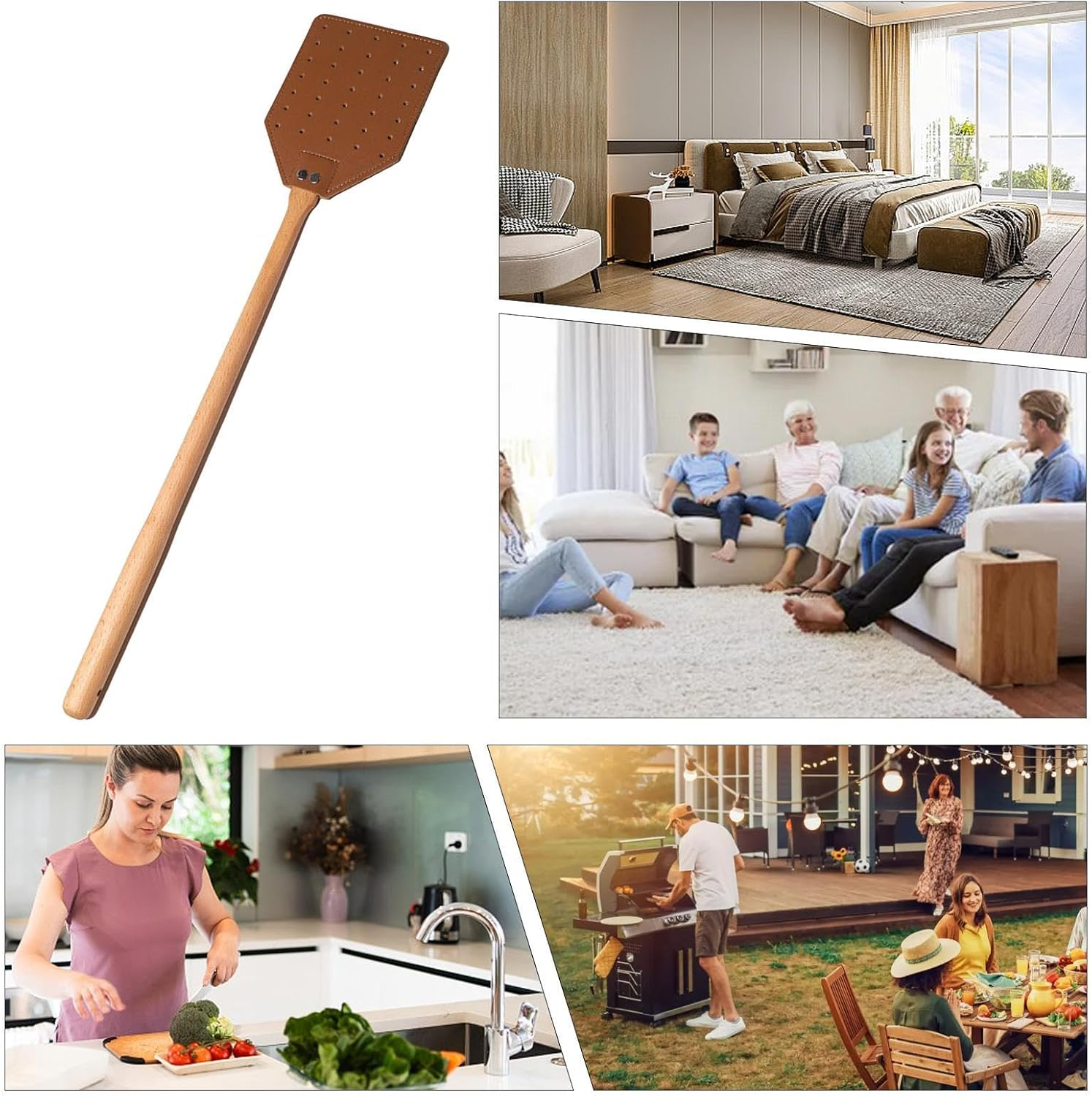 Heavy Duty Leather Fly Swatter - Portable Fly Swatters Leather Flyswatter - Ergonomic Manual Swatter with Comfortable Grip for Home Garden Terrace Kitchen image number 3