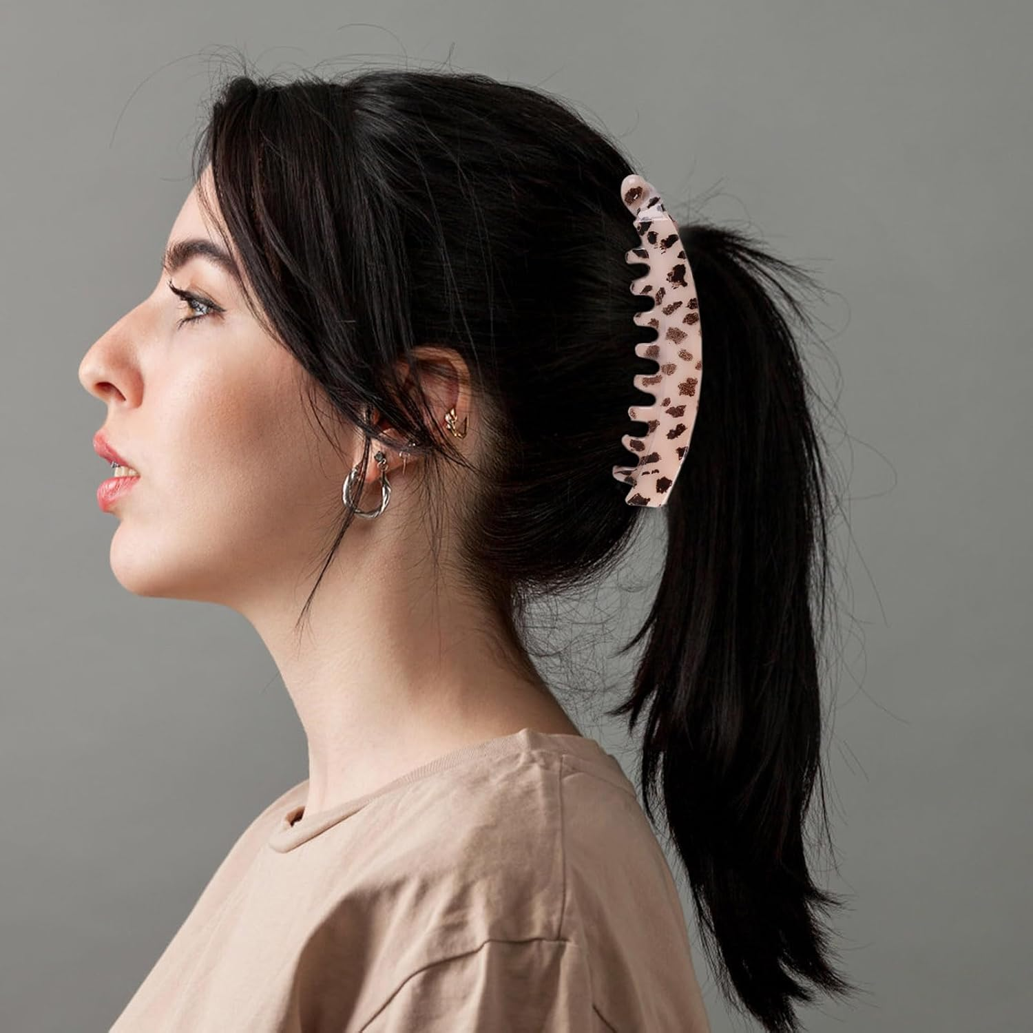 Pack of 4 Large Banana Hair Clips Vintage Ponytail Hair Clip Non-Slip Leopard Hair Clips for Women Girls Thick Medium Hair 4 Colours Hair Clips Women'S Large image number 6