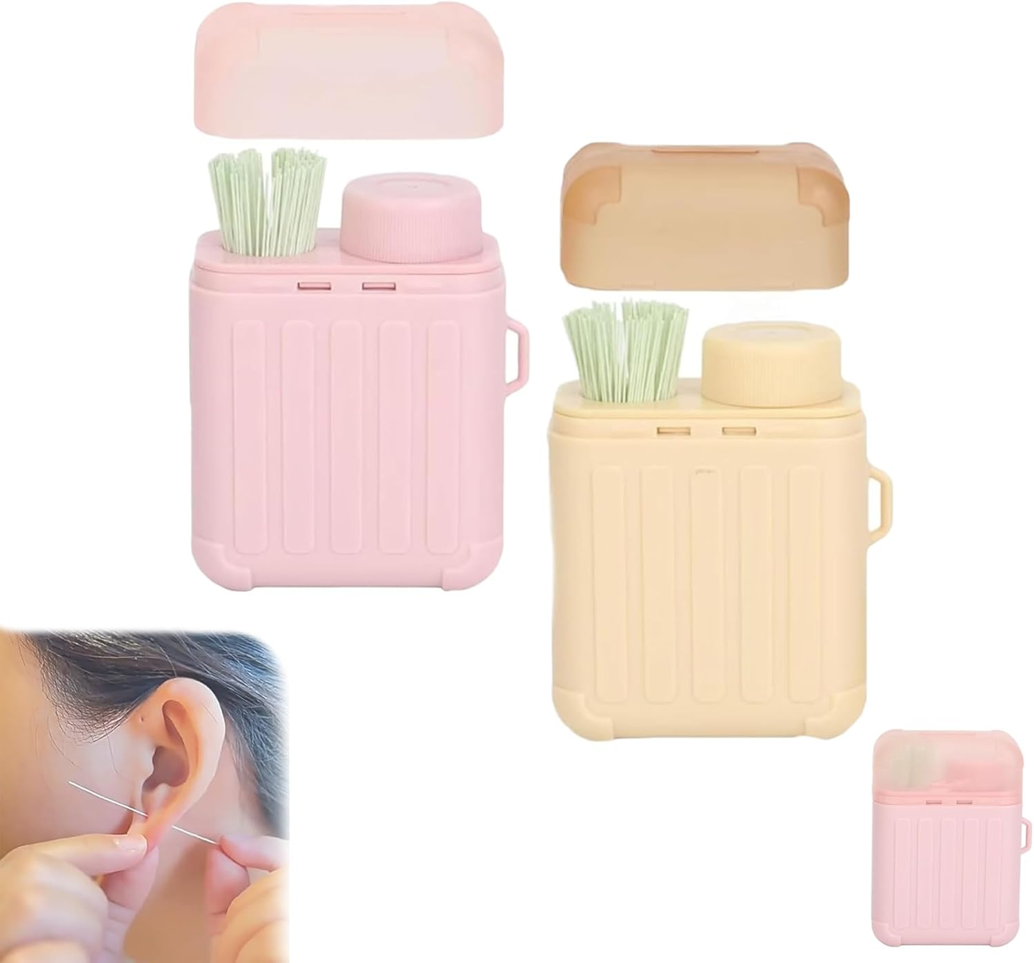 Ear Piercing Cleaning Kit, Ear Piercing Hole Cleaner Floss Kit with 240Pcs, Disposable Aftercare Cleaners, Earrings Hole Cleaner Floss, Ppiercing Aftercare Kits, Quick and Easy Use (Mint)