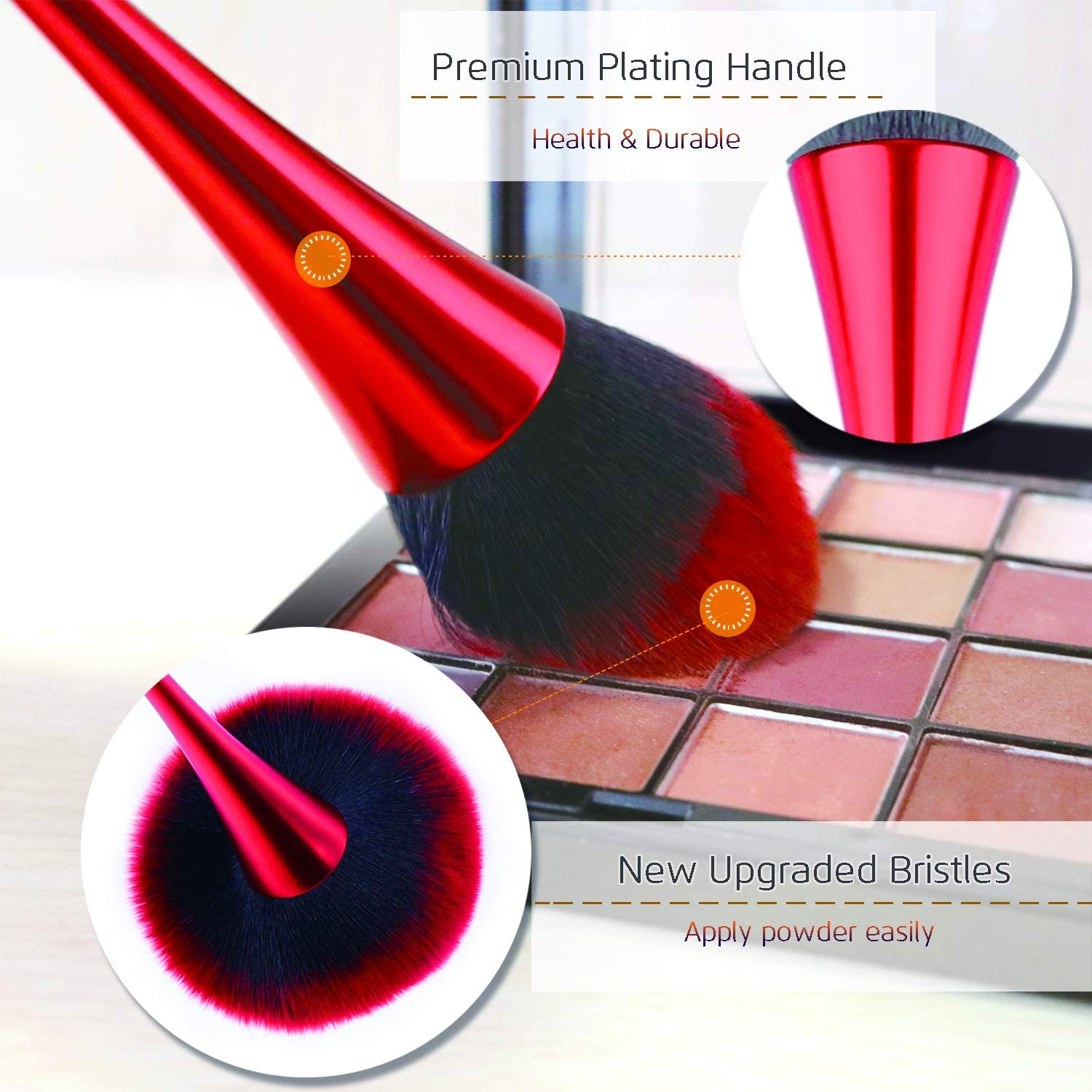 10PCS Makeup Brushes, Kabuki Brush, Foundation Eyeshadow Powder Lip Eyebow Brush Kit, Upgrade Plating Handle, with Cosmetics Bag, Concealer Premium Professional Luxury， image number 2