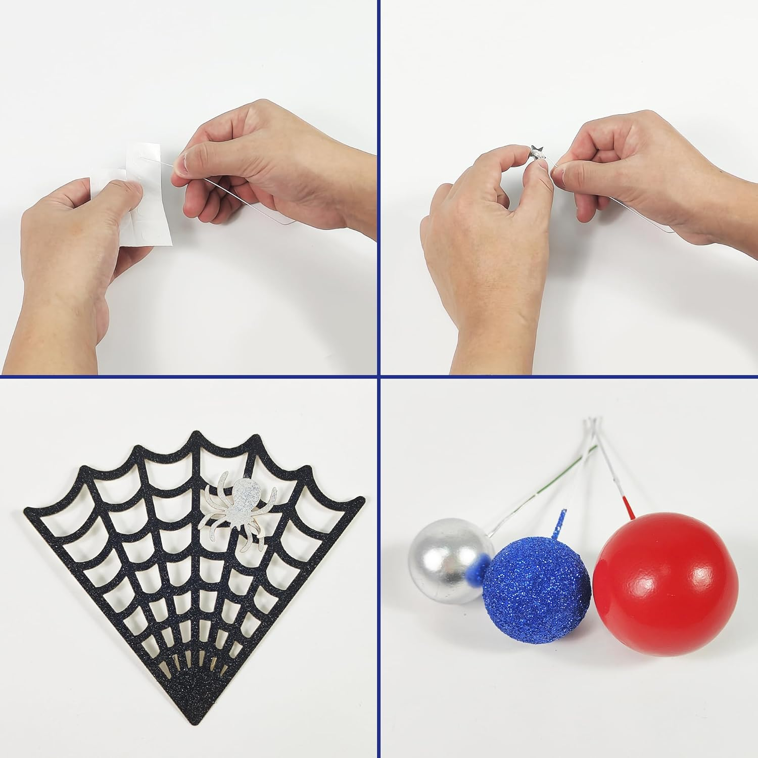 DRWATE Spider Cake Topper with Spider Web Balls Stars for Boys Men Birthday Party Baby Shower Supplies (Spider)