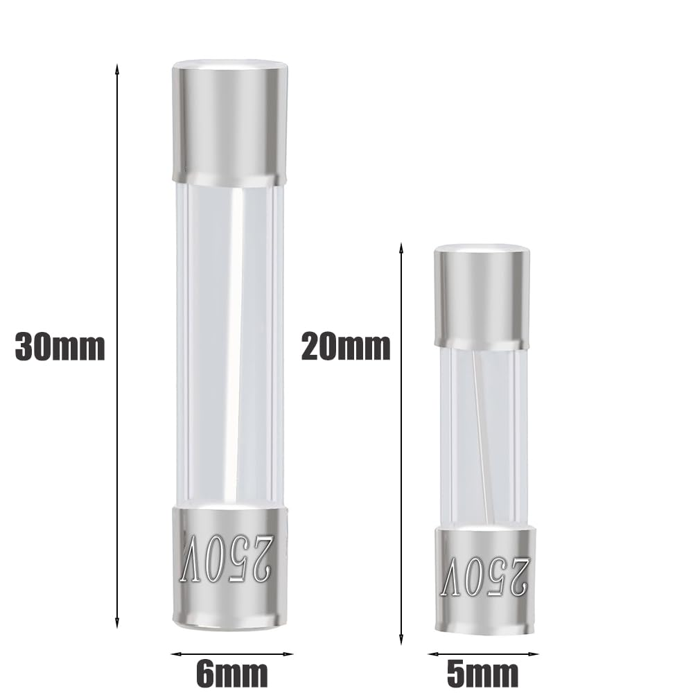 Aikoolwer Glass Fuse Kit 10Pcs Fuse Holder Inline Screw Type 20 AWG Red Wire 10Pcs Screw Cap Socket 5X20Mm 6X30Mm 1‑20A 250V Fast-Blow Glass Tube Car image number 6