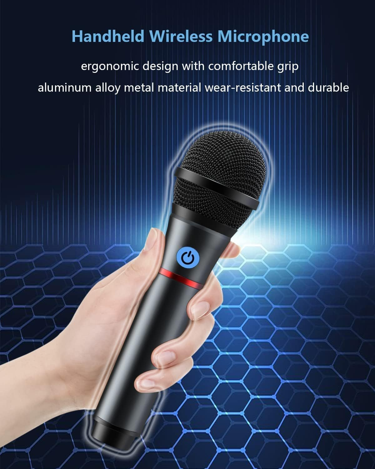 Lococo Wireless Microphone,Uhf Metal Rechargeable Handheld Dynamic Mic with USB Receiver Mute Function for Karaoke Party,Computer,Mobile Phone,Amplifier,Pa System,Singing Machine image number 1