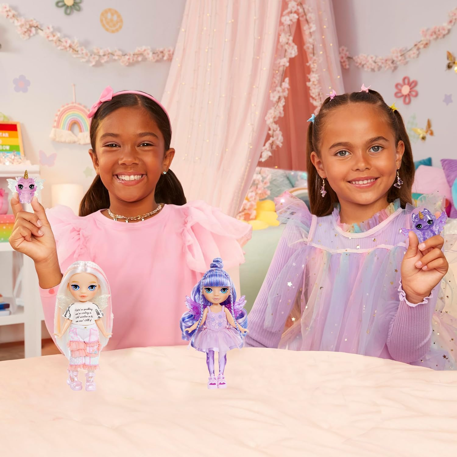 Rainbow High Littles Rainbow Fantasy Fairies + Pet &ndash; Amethyst, Purple 5.5" Posable Small Doll & Fantasy Pegasus Unicorn Pet with Interchangeable Fairy Wings, Kids Gift 4+ image number 6