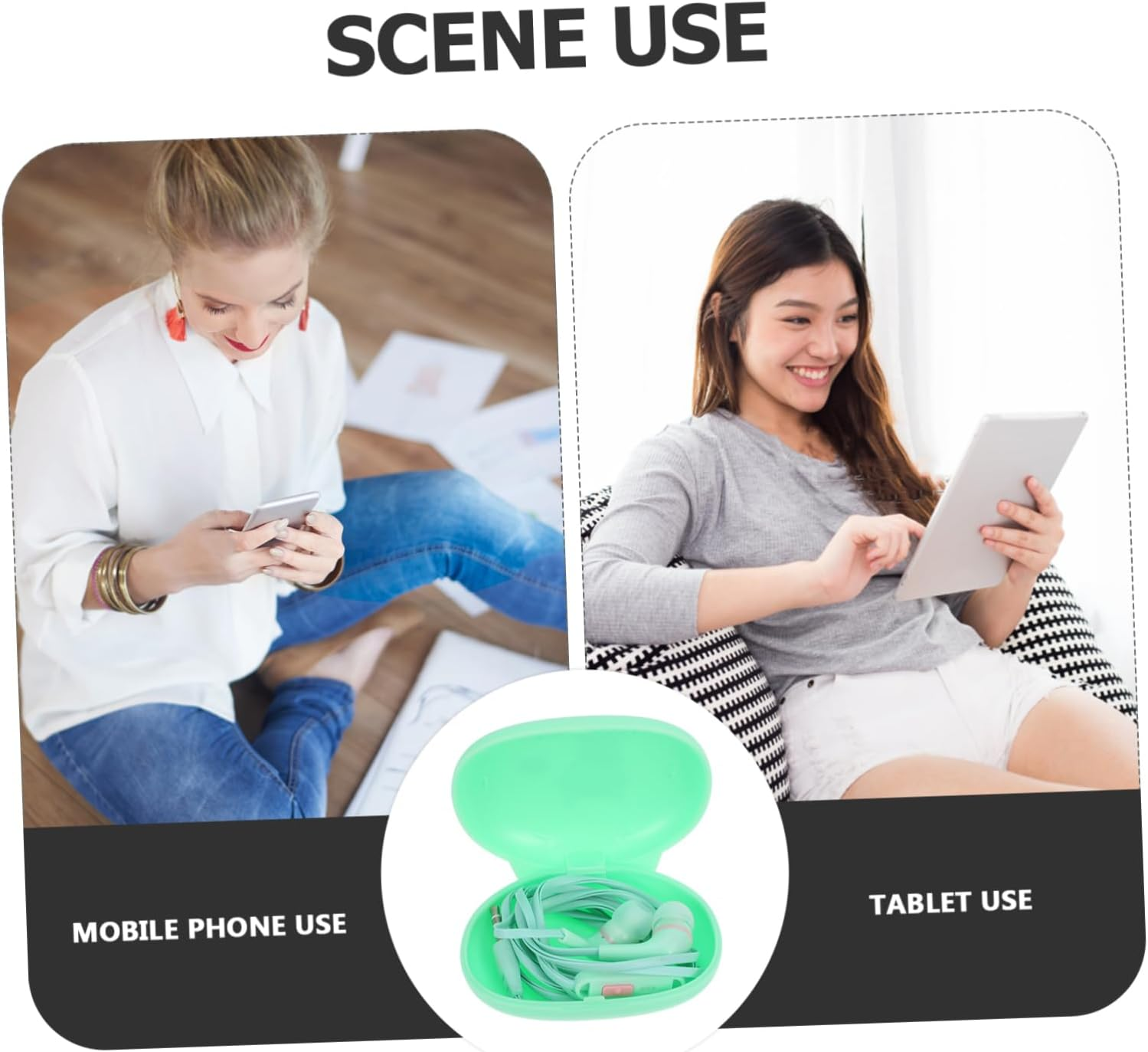 HOUDERCO Wired In-Ear Earphones High Sound Quality Corded Headset Universal Earbuds Compatible with Huawei Phones Green for Daily Phone Use image number 2