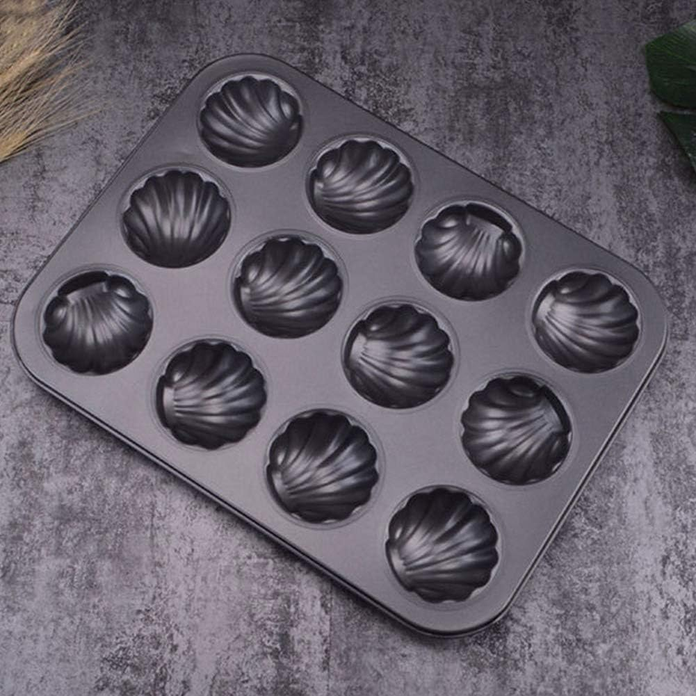 Mold Cake Pan for Madeleine, ZEENEEK 12-Cavity Non-Stick Spherical Shell Madeline Bakeware for Oven Baking - 2 Pack image number 2