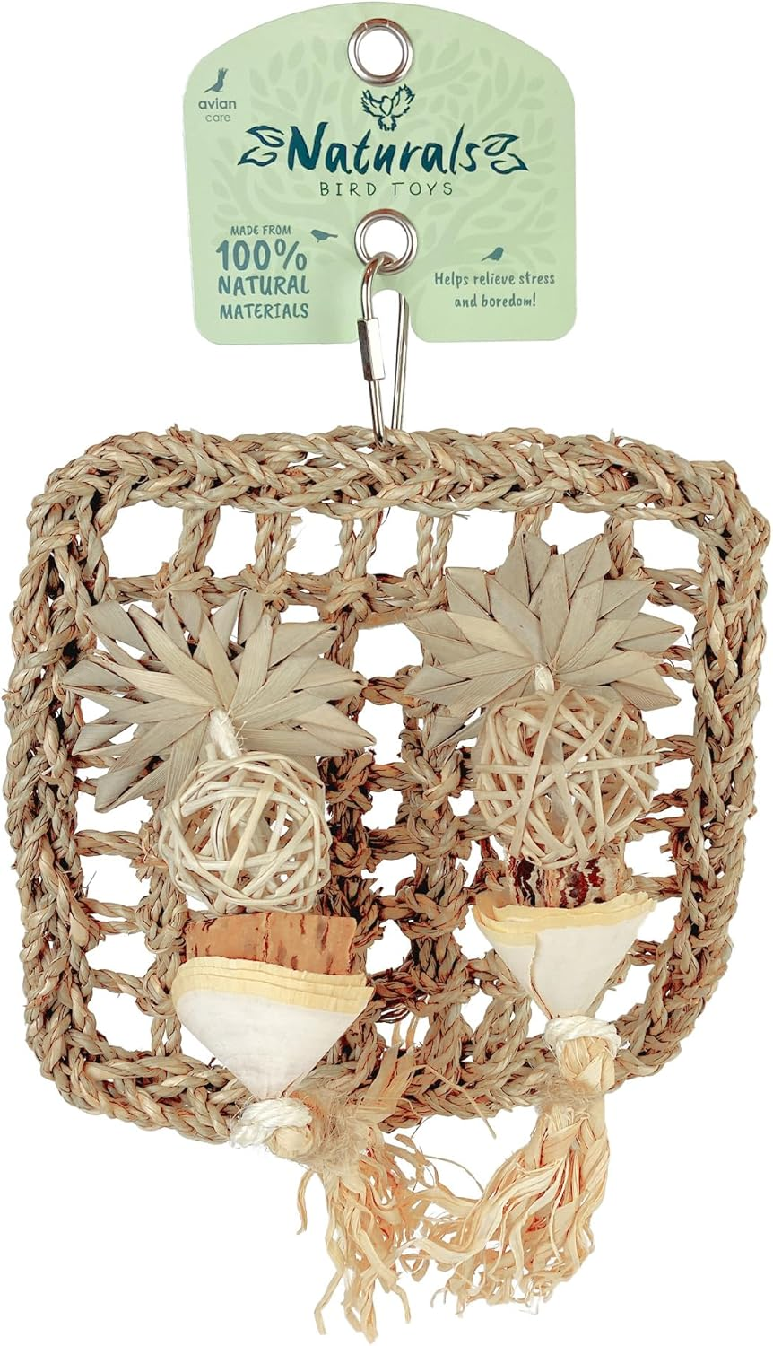 Avian Care Naturals Square Playwall Bird Toy 28Cm &ndash; Hanging Woven Foraging Wall with 100% Natural Chew Materials, for All Birds, Eco-Friendly image number 1