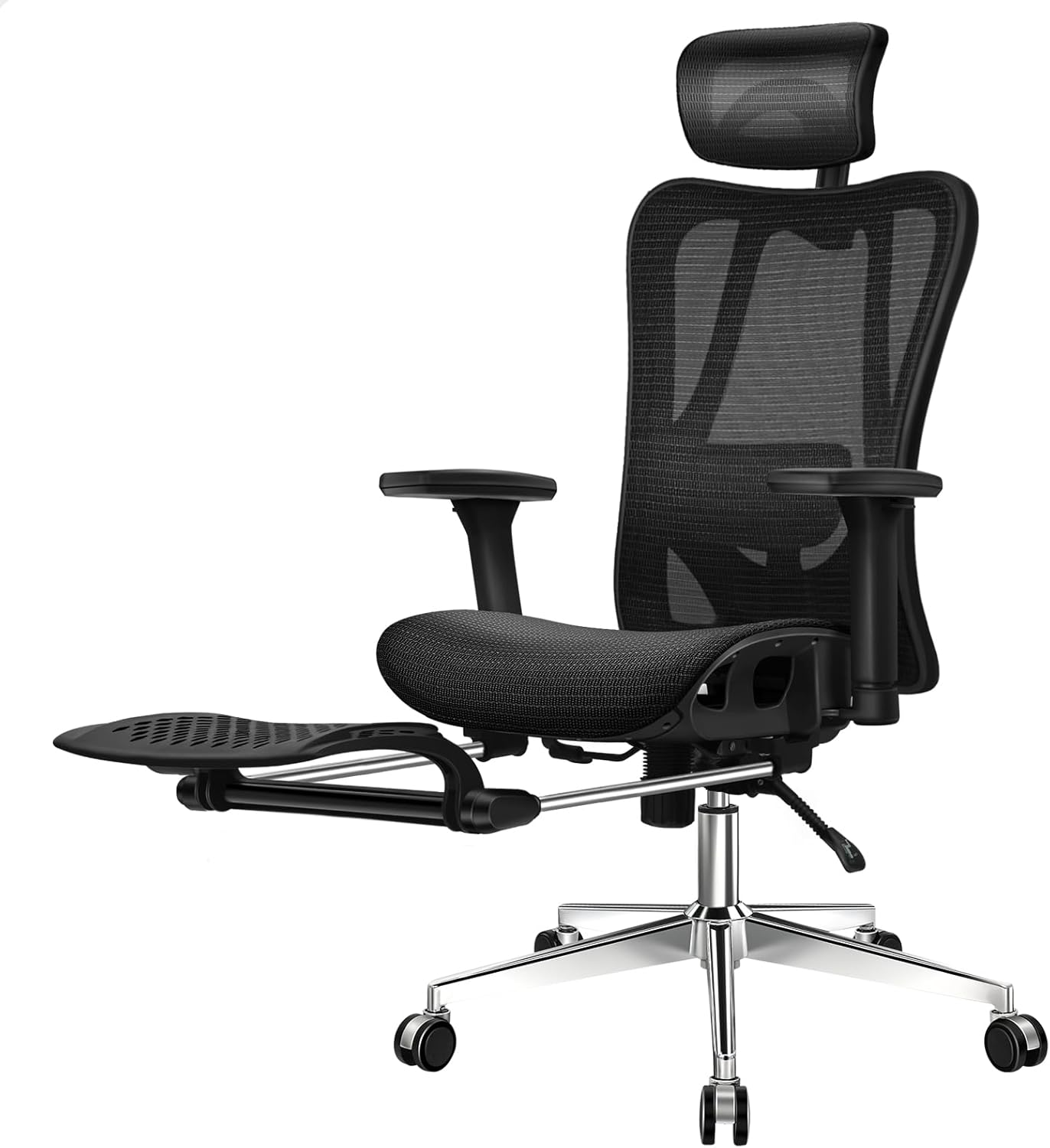 ALFORDSON Patton White Grey Mesh Gaming Chair for Executive Computer Desk, Recline Tilt Adaptive Back Support, Ergonomic Office Chair with 3D Adjustable Armrest and Headrest & Footrest, Max 180Kg