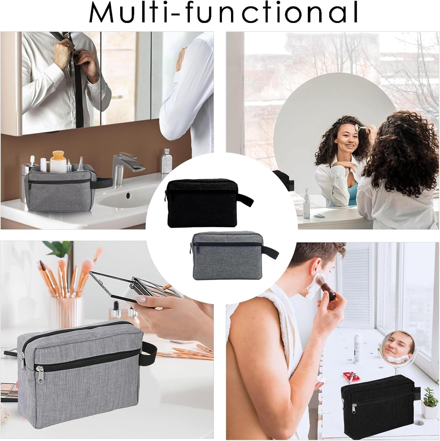 Portable Travel Wash Bag - 2Pcs Oxford Cloth Toiletry Organizer for Shower, Bathroom, Gym, and Shaving - Men'S Makeup Storage image number 2