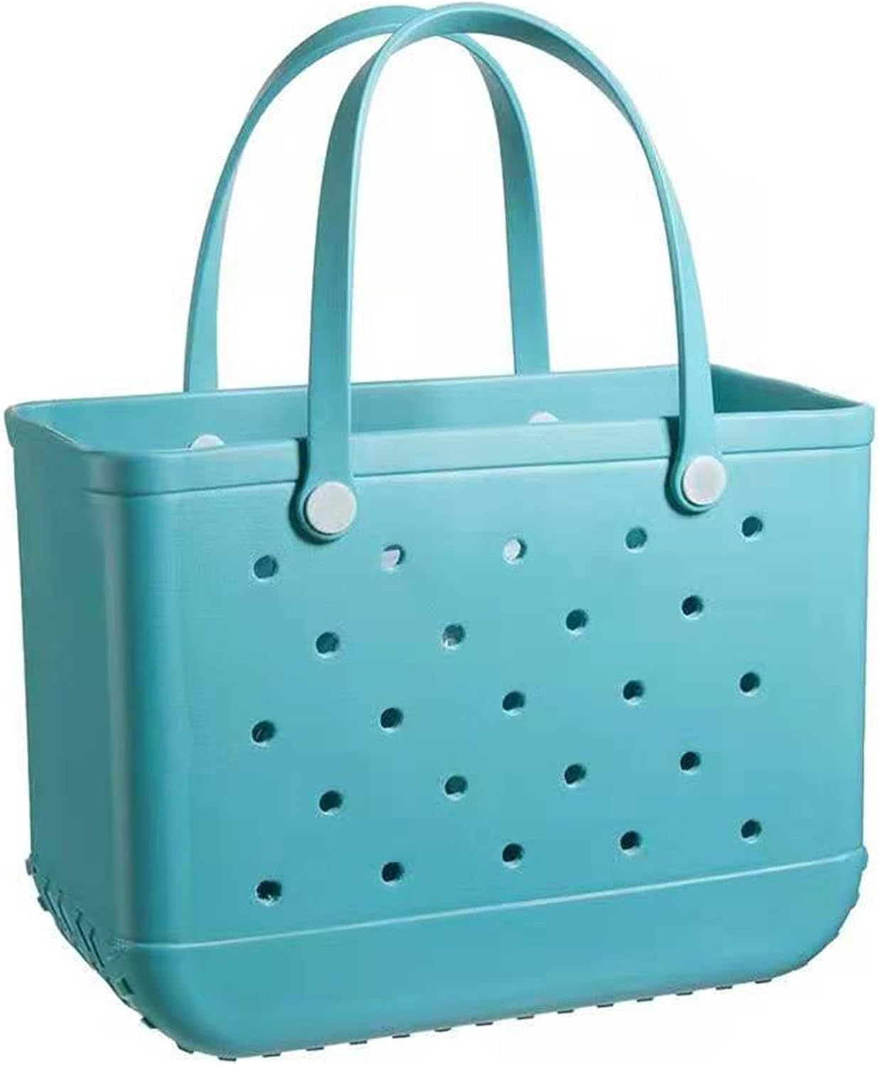 Large Beach Tote | Waterproof Washable Rubber Tote Bag with Holes | Stylish Women Hand Bag for Beach Pool Gym Sports Shopping
