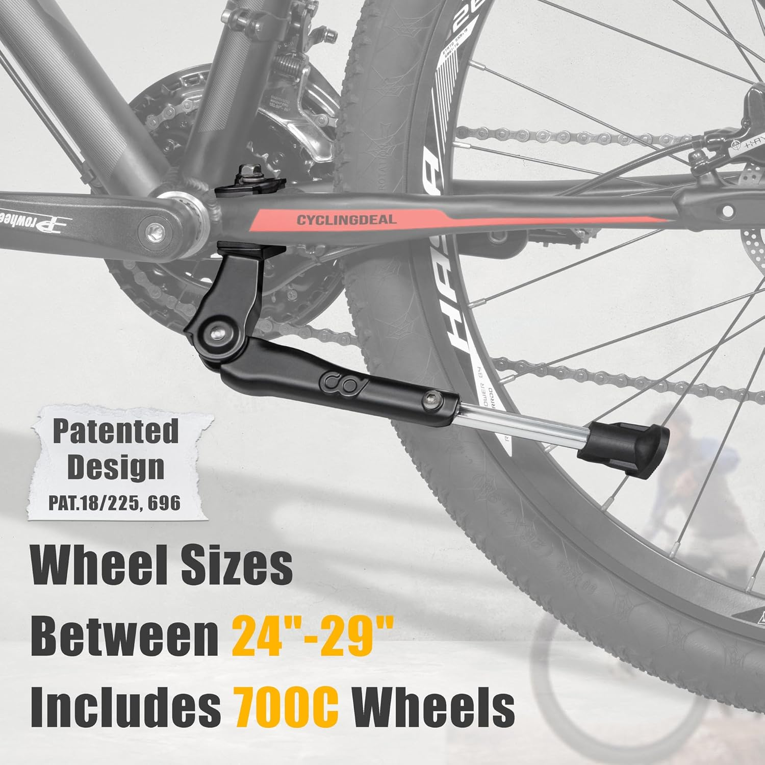 Cyclingdeal Adjustable Bicycle Kickstand Centre Mount Type - for MTB Hybrid Kids Bikes - Premium Aluminium Alloy with Rubber Pads Non-Slip Non-Scratch Design image number 6