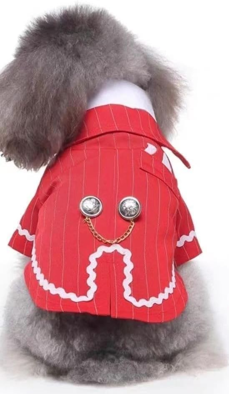 Dog Tuxedo Formal Shirt, Puppy Suit Pet Costume with Bow Tie for Wedding Party Birthday, Doggie Gentleman Outfits Halloween Pet Dress-Up Cosplay Clothes for Small Medium Dogs (Red, L) image number 4