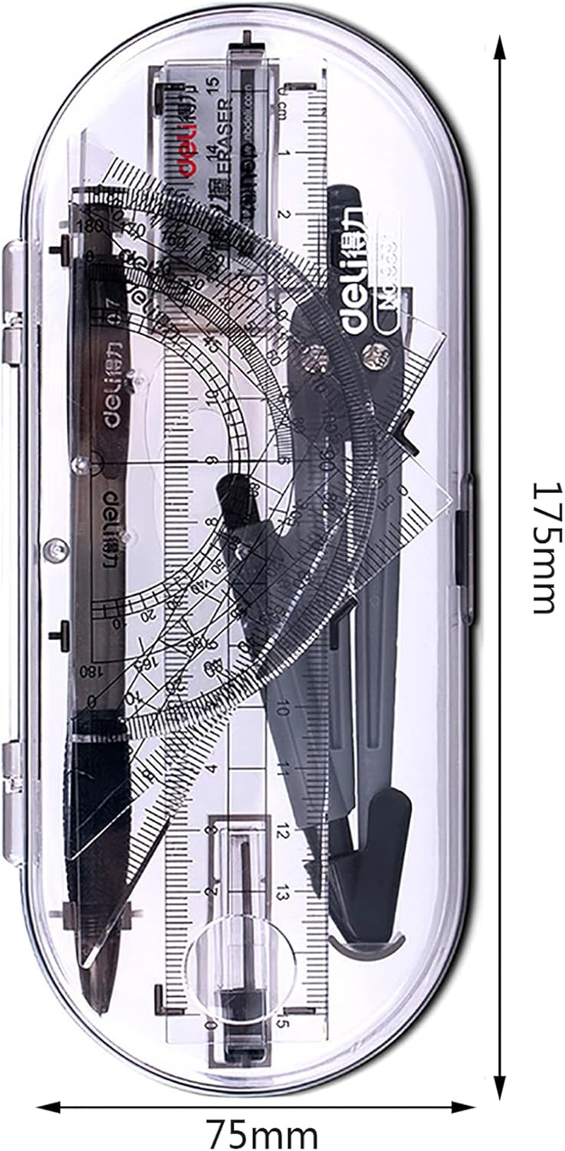 Compass Set Geometry Set 8-Piece Protractor Set Geometry Set Pencil Maths Set Geometry Compass School Compass Geometry Compass Maths Geometry Tool with Pencil Case