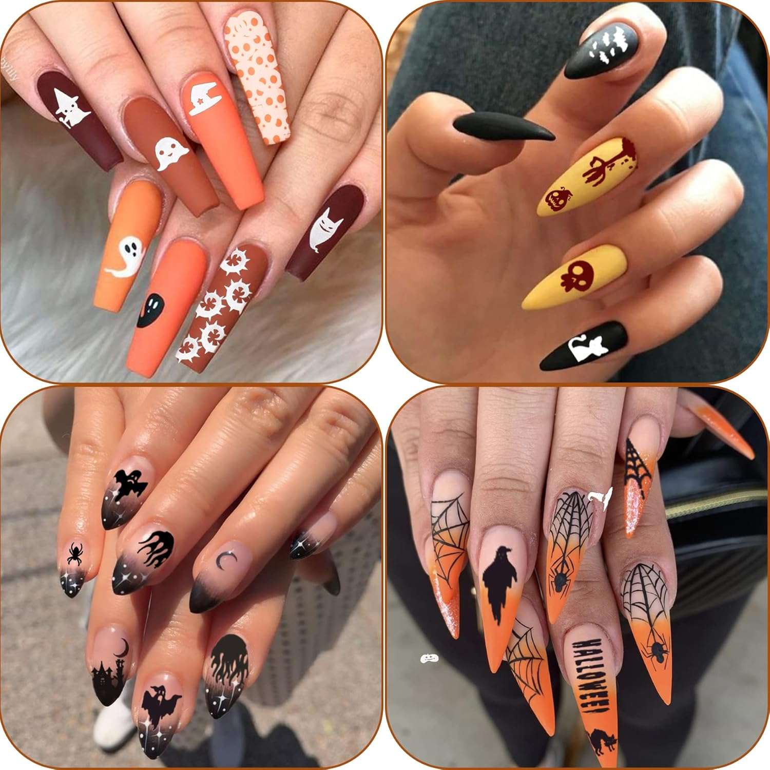 10Pcs Halloween Nail Stamp Plate Kit, 6Pcs Nail Art Image Templates 2 Stamper 2 Scraper Pumpkin Bat Witch Spider Owl for DIY Holiday Nail Art Stamping Stencils Design(Halloween Style) image number 5