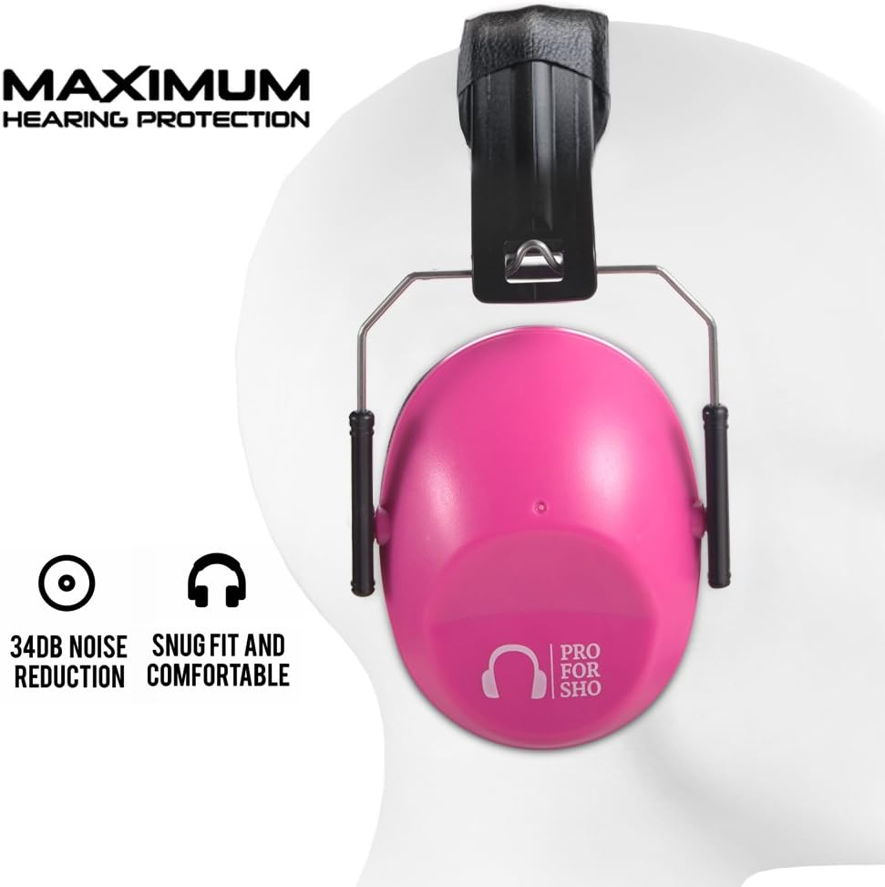 Pro for Sho 34Db NRR Hearing Protection Ear Muffs - Highest NRR in Compact Design, Noise Cancelling Headphones for Adults and Kids, Sensory Autism Ear Protection for Shooting, Gun Range, Mowing, Work image number 5