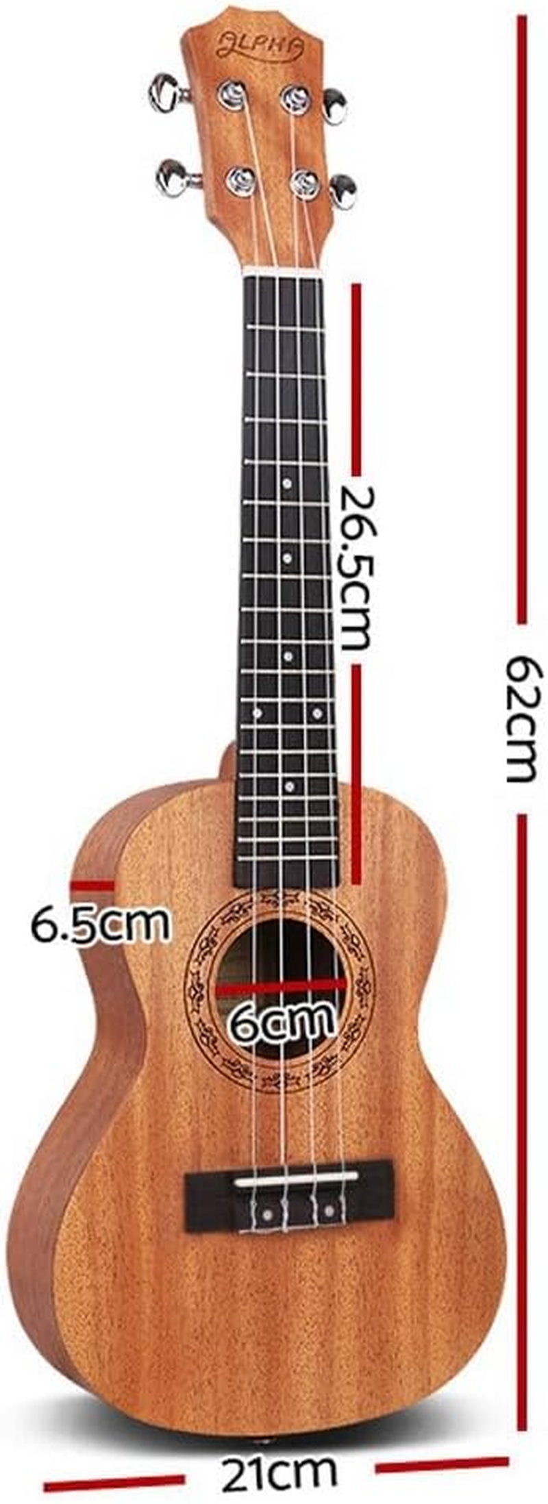 Alpha Concert Ukulele Mahogany Ukeleles Uke Hawaii Guitar, 23-Inch Size image number 1