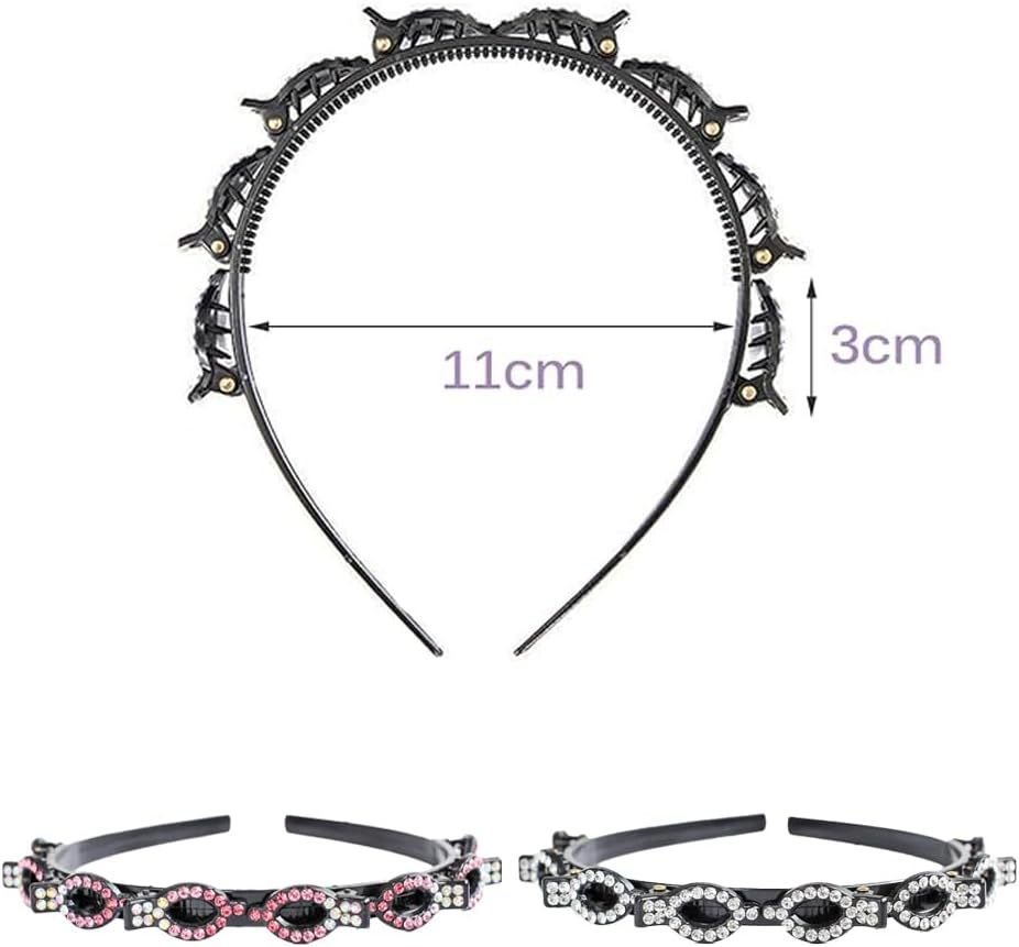 Ssyang 2 Pieces Hair Band with Twist Clip Hairstyle Aid Hair Band with Clips, Hair Twister Headband, Twist Clip Headband Girls Hair Accessories (White + Pink with Colour Gradient)