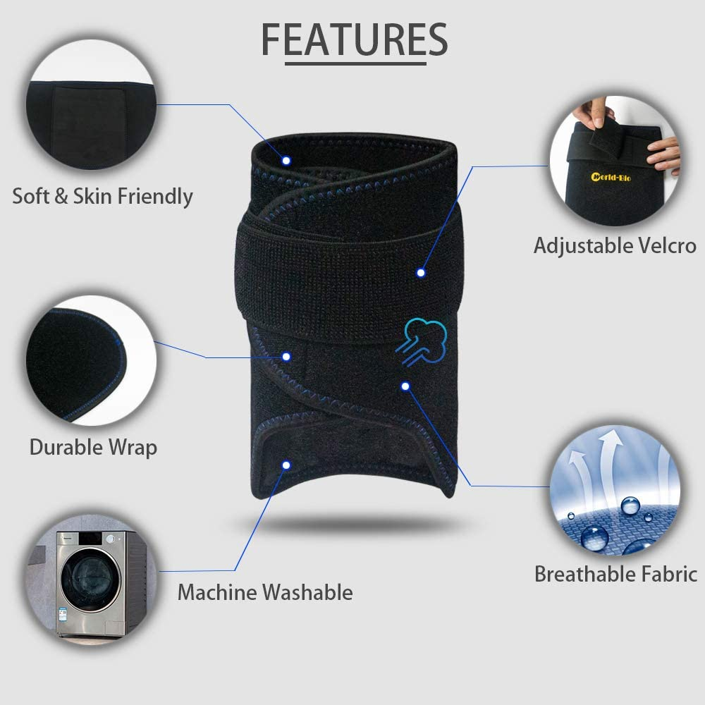 WORLD-BIO Ankle Gel Ice Pack for Pain Sprained Ankle Plantar Fasciitis, Hot Cold Therapy Reusable Adjustable Perfect for Achilles Tendonitis, Sprains, Swollen Foot, Muscle Pain Relief - 2 Pack image number 4