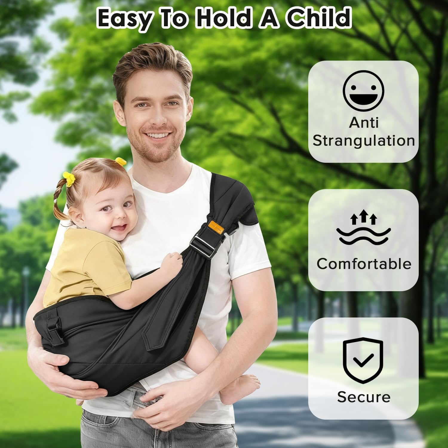 Pearyaest Baby Carrier Toddler Sling,Upgraded Dual Protection & Widened Shoulder Strap Ergonomic Baby Carrier, Adjustable, for Toddlers 3-18KG, Lightweight for Travel, Shopping, and Daily Use image number 5