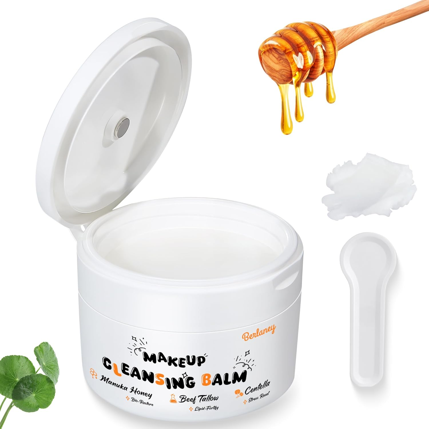Berlaney Makeup Remover Balm, with Manuka Honey & Centella Asiatica, Soothing Cleansing Balm with Beef Tallow for Dry, Sensitive Skin, Deep Cleanse & Moisturize, 3.53 Oz image number 5