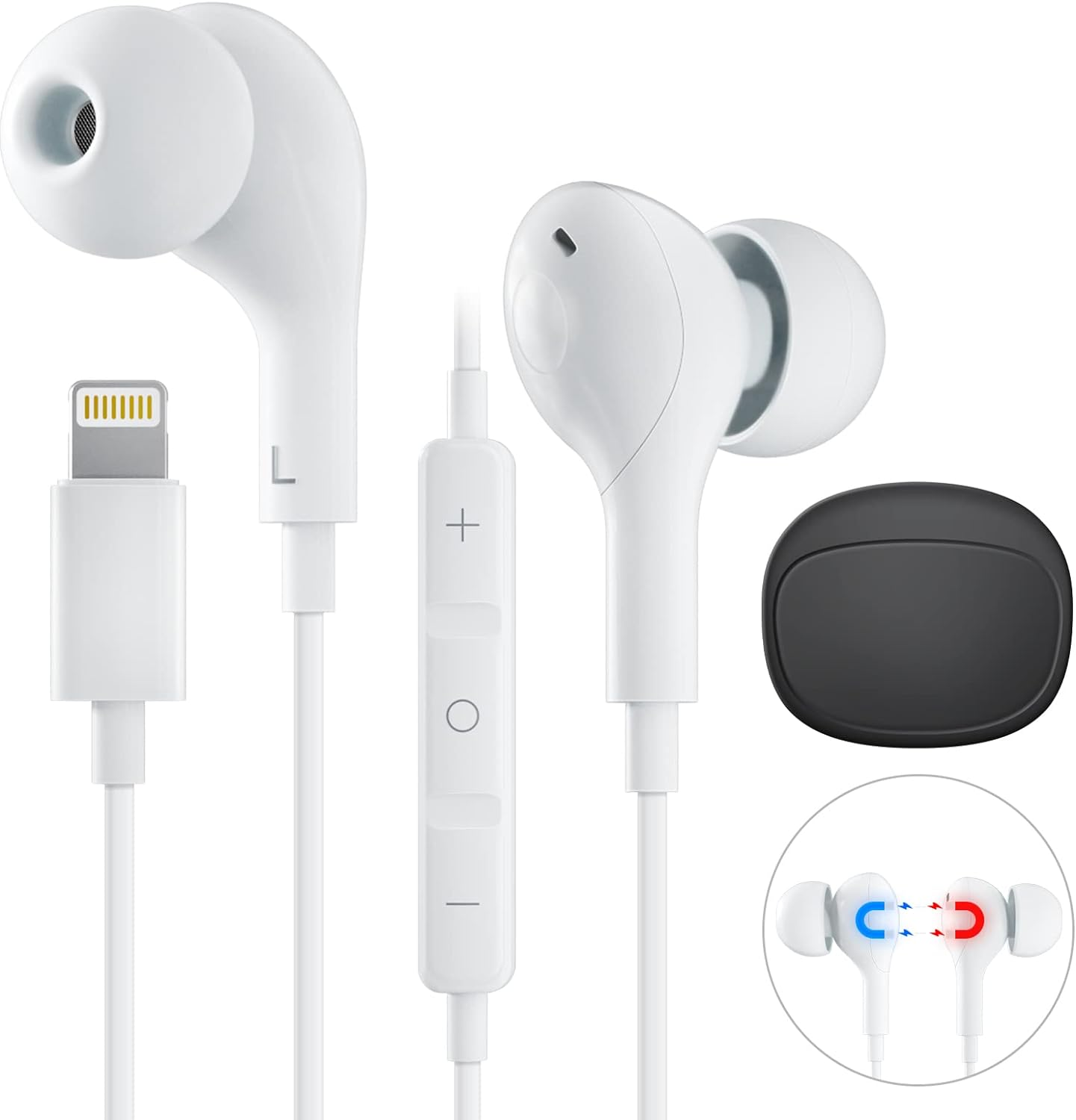 Iphone Earphones Wired Lightning Headphones Earphone [Apple Mfi Certified] Built-In Microphone & Volume Control Noise Canceling Isolating Headphones for Iphone 14/13/12/11 Pro Max Xs/Xr/X/7/8 Plus