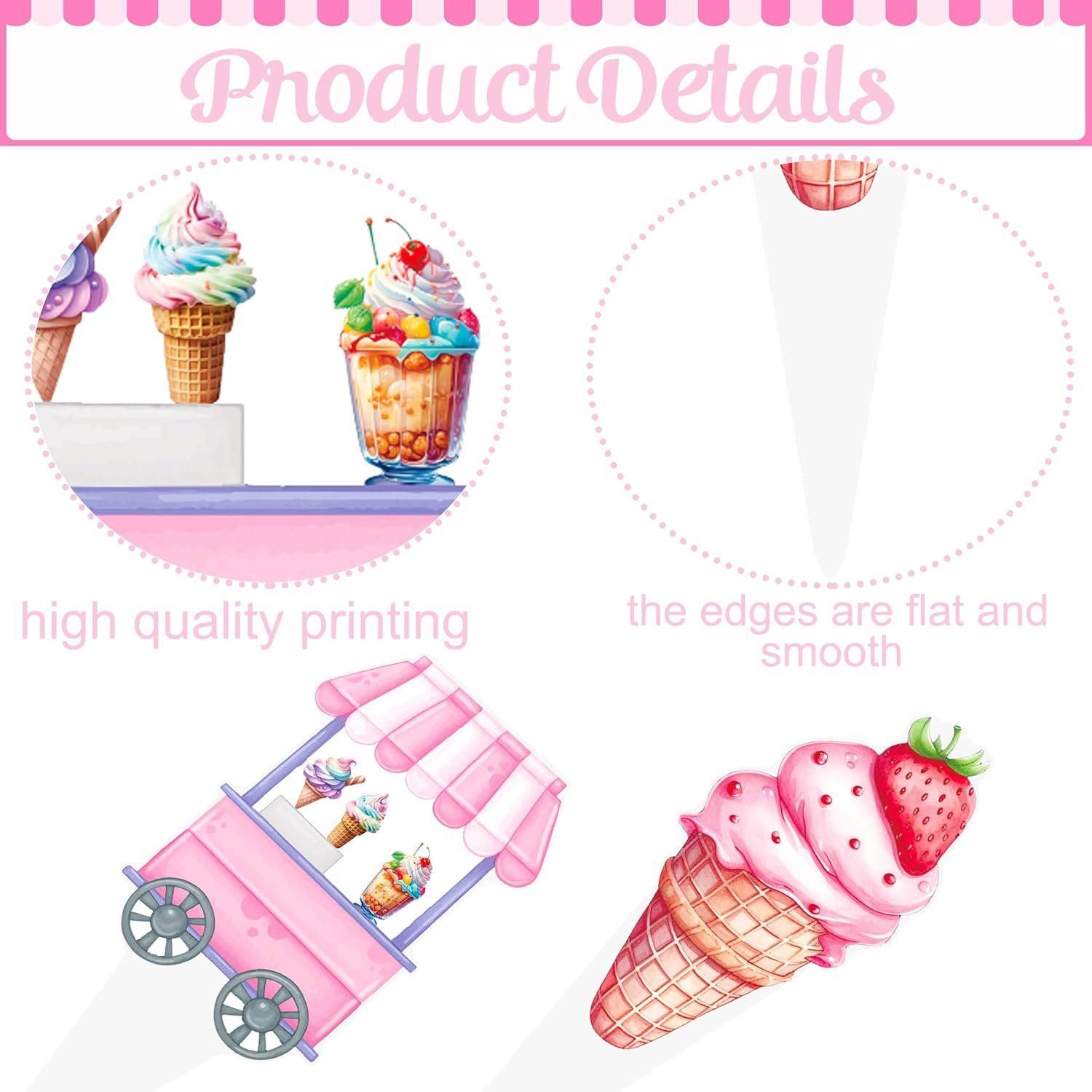 Ice Cream Theme Cupcake Toppers for Summer Party Decorations image number 3