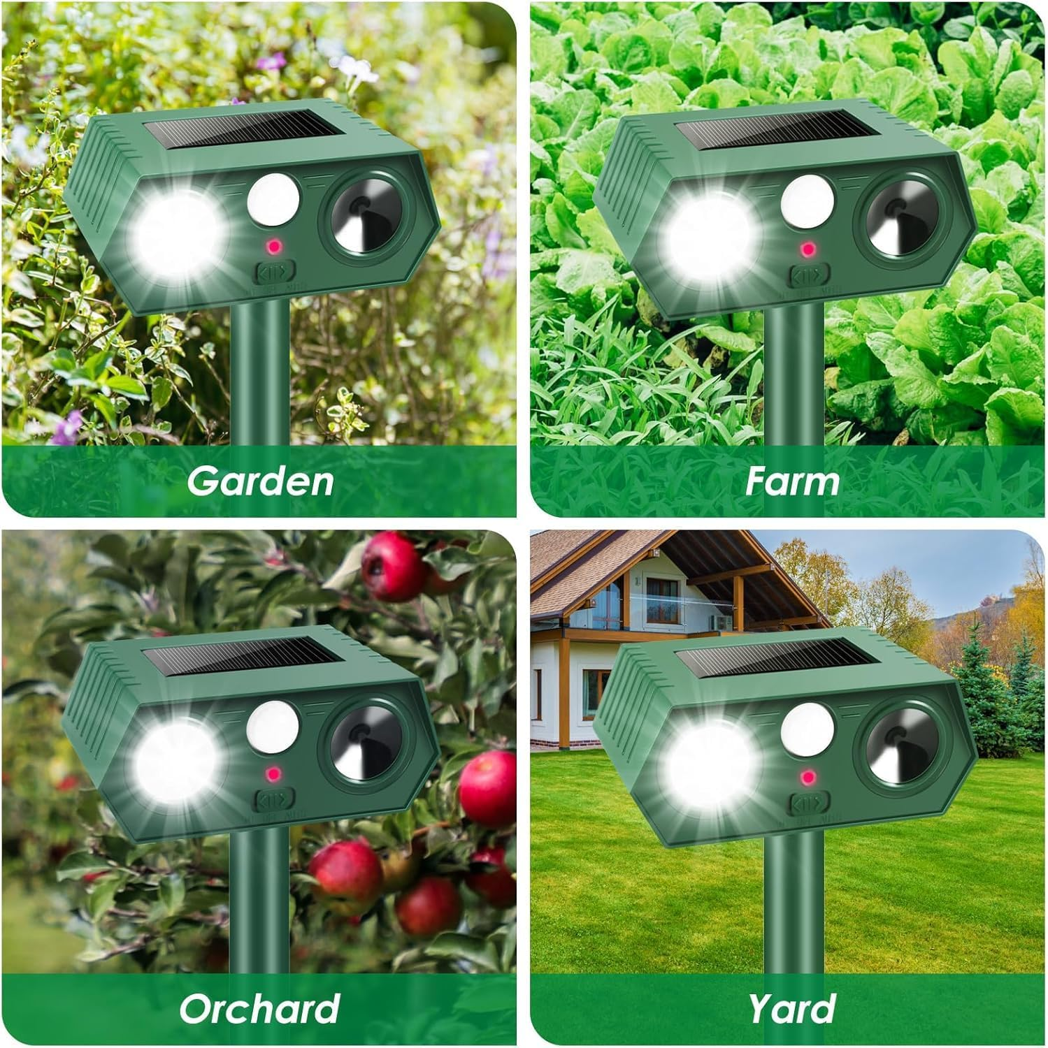 ​Cyperever Solar Powered Ultrasonic Animal Repeller Outdoor, Cat Repellent Possum Deterrent Bird Deterrent Snake Repellent, Motion Sensor & Flash Light for Dogs Foxes Rodents​​ (2) image number 1