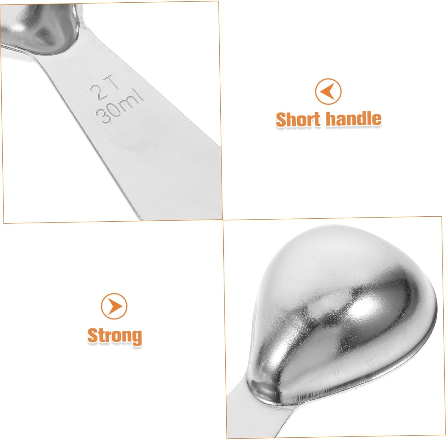COLLBATH 2Pcs Stainless Measuring Spoon Short Handle Precision Scoop for Ground Coffee Milk Powder Tea Kitchen Tool for Accurate Measurements image number 2