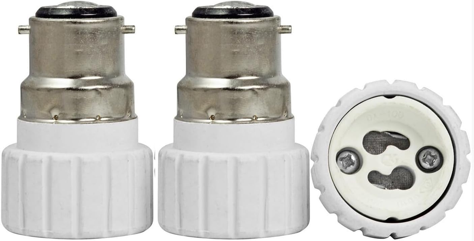 TWDRTDD B22 to GU10 Light Adapter, 3-Pack, Plastic+Ceramic+Metal, White, LED Compatible, Energy Efficient, Touch Control, Ceiling Mount, Indoor Use image number 1