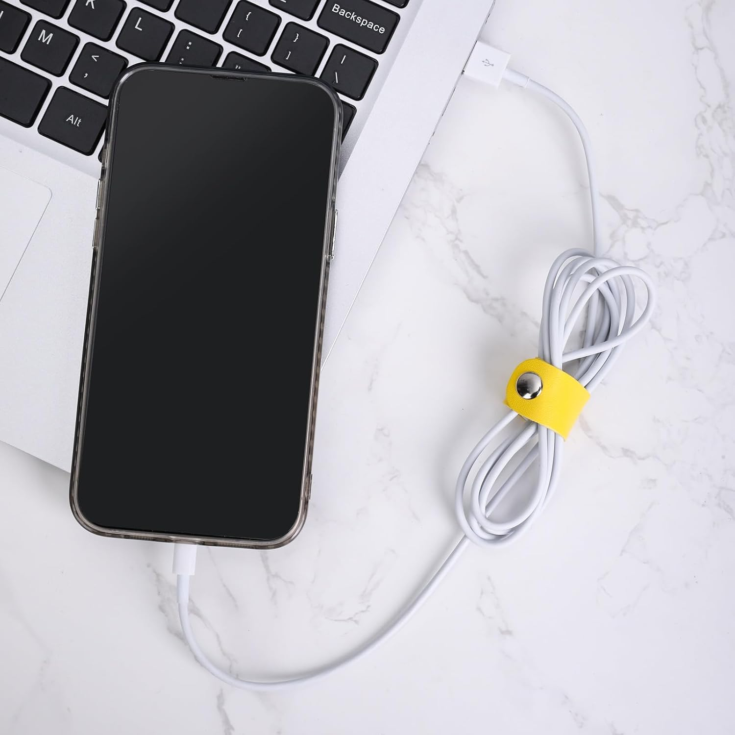 20 Pcs Cord Wrap Organizer Leather Cord Organizer Cable Keeper Cord Organizer Phone Cord Organizer Reusable Cable Straps Clips Wire Ties for Cable Straps,Usb Data Holder Earphone Cable (Colorful) image number 1