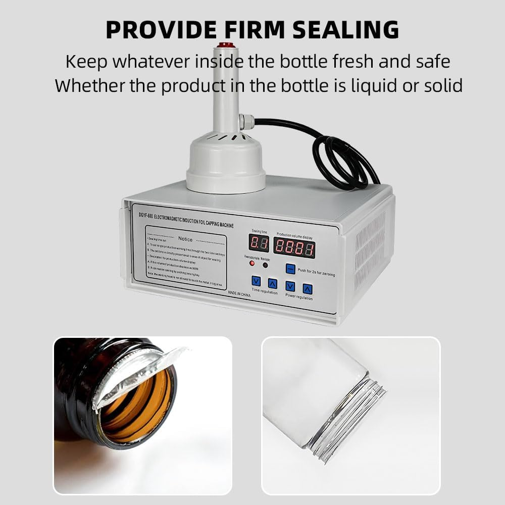 CHAOFLIGHT Induction Sealing Machine, Handheld Electromagnetic Heat Sealer Bottle Cap Diameter 20-85Mm Adjustable Food Sealer Machine for Aluminum Foil for Plastic Bottles Caps (20-85 Mm) - 20-85 Mm image number 4