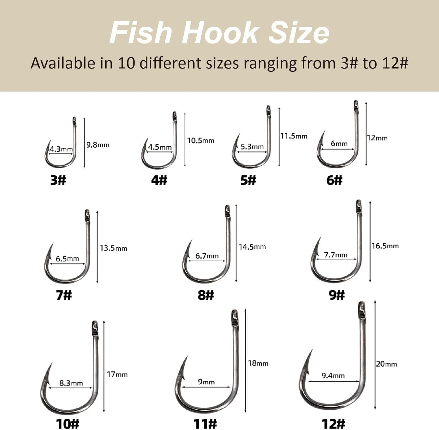 HENWUBEI 200PCS Premium Fishing Hooks, 10 Sizes Carbon Steel Fishing Hooks W/Portable Plastic Box, Strong Sharp Fish Hook with Barbs for Freshwater/Seawater image number 1