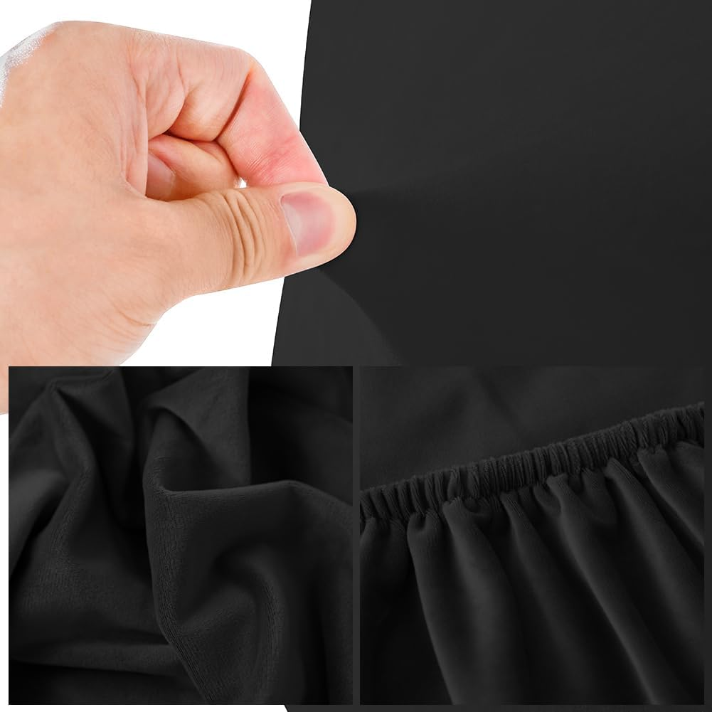 Bed Headboard Protective Cover, Dustproof Protective Cover for Padded Bedroom Headboard, Velvet Fabric (150-170 Cm (Queen), Black)