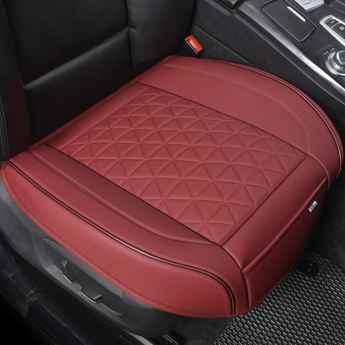 Black Panther 1 Pair Luxury Faux Leather Car Seat Covers Front Bottom Seat Cushion Covers, Anti-Slip and Wrap around the Bottom, Fit 95% of Vehicles - Black