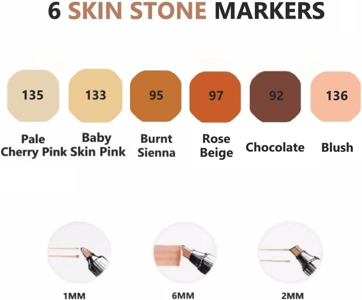 6Pcs Skin Tone Alcohol Markers,Dual Double Tips Art Markers Drawing Sketched for Adult Brginner(Skin Tone) image number 4