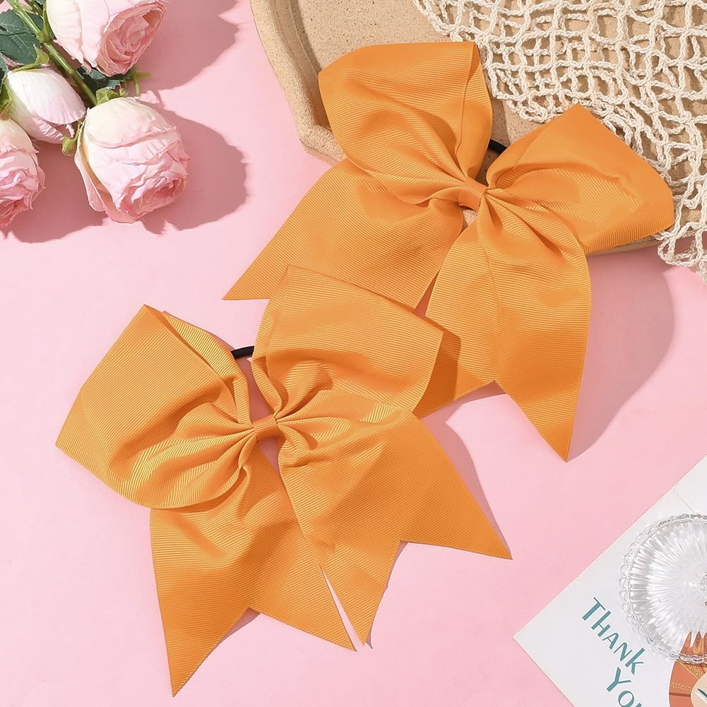 SUNNYCLUE 2Pcs Bow Hair Scrunchie Bow Scrunchies 20Mm Large Orange Soft Polyester Bowknot Hair Ties with Long Tails Elegant Elastic Rubber Bands for Women Adults Holiday Fashion Gifts Accessories image number 6