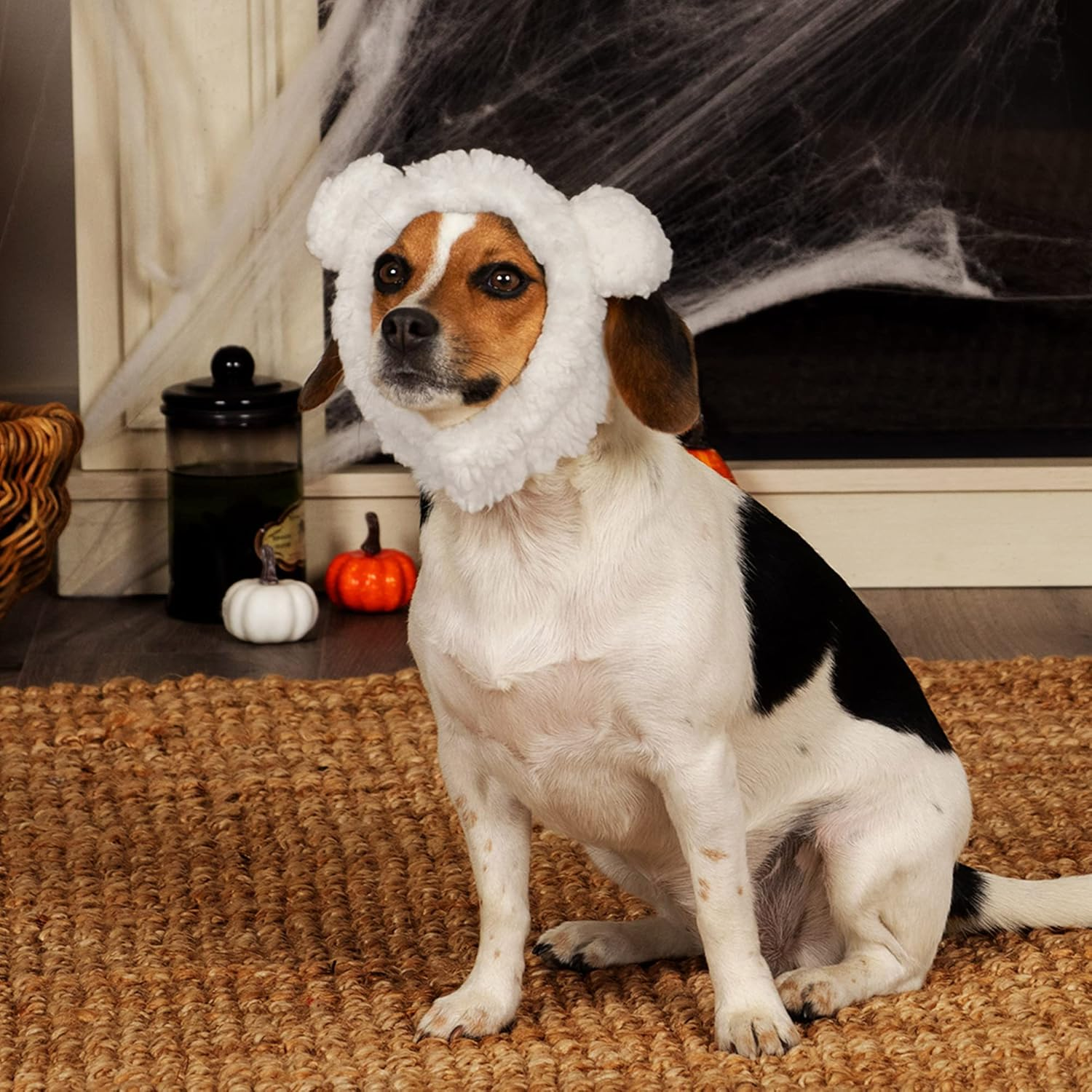 Furhaven XS to SM Dog Hat, Washable & Cozy - Sherpa Flex-Fit Polar Bear Dog Hat Costume - Cream, Extra Small to Small image number 6