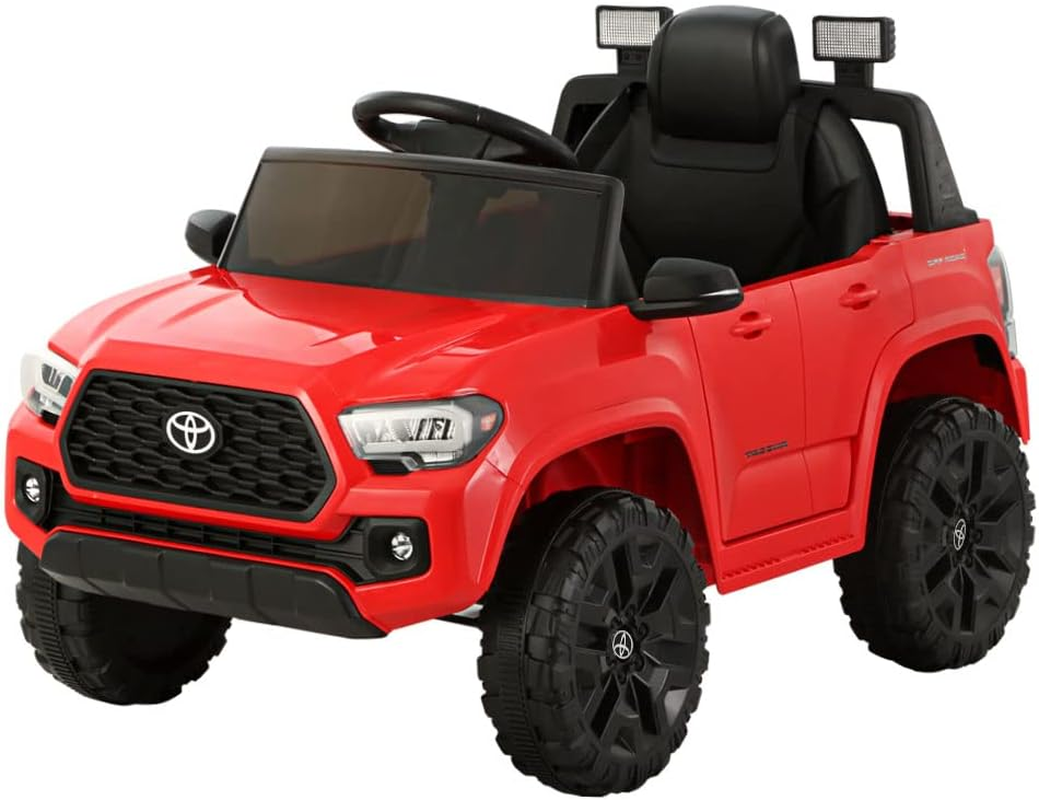 Toyota Kids Ride on Car Jeep, Licensed Tacoma Remote Control 12V Battery Horn Headlight Built-In Music 30Kg Capacity Safety Seat Belt Electric Cars for Toddlers Baby Walkers Little Tikes Kid Toy Red image number 2