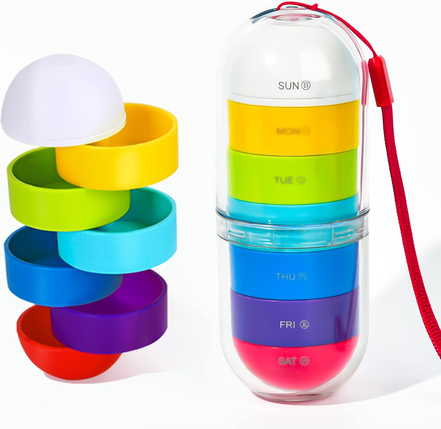 Portable Weekly Pill Box Organiser 7 Day Quality Tablet Box,Travel Pill Case Easy to Open Pill Organizers image number 2