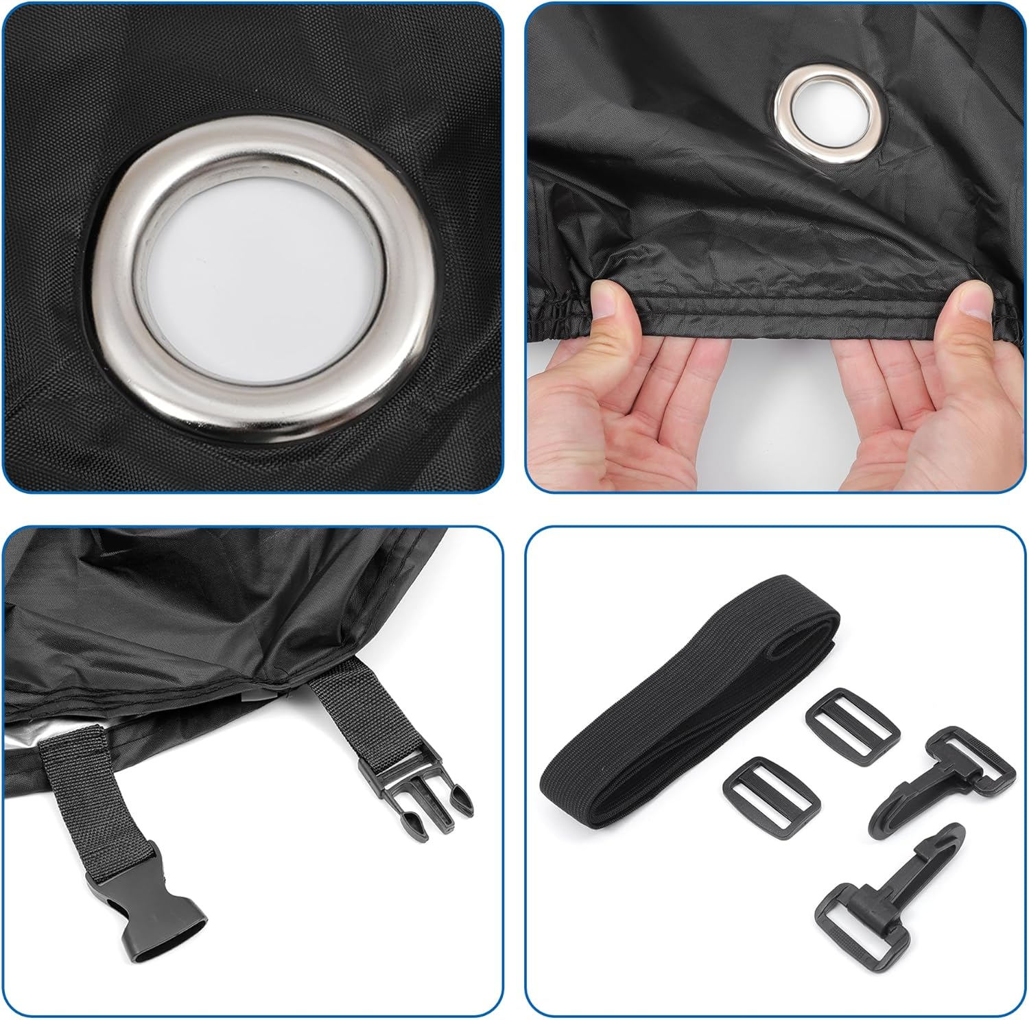 Uxcell Motorcycle Cover Waterproof Half Cover Outdoor Motorbike Rain Cover Protector for Harley Dyna FXD FXDF Low Rider Super Wide Glide Fits 96" Black image number 2