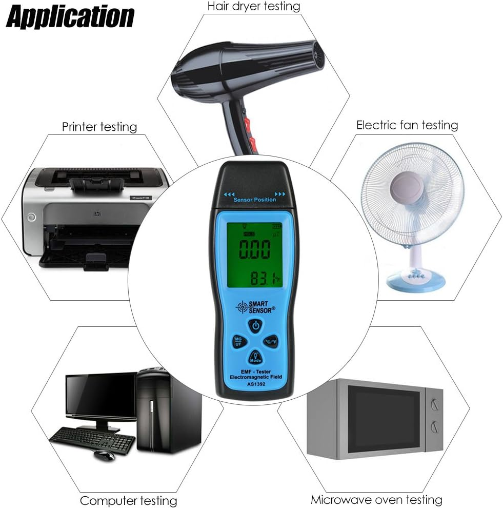 Domary Handheld Mini Digital LCD EMF Tester Electromagnetic Field Radiation Detector Meter Dosimeter Tester Counter