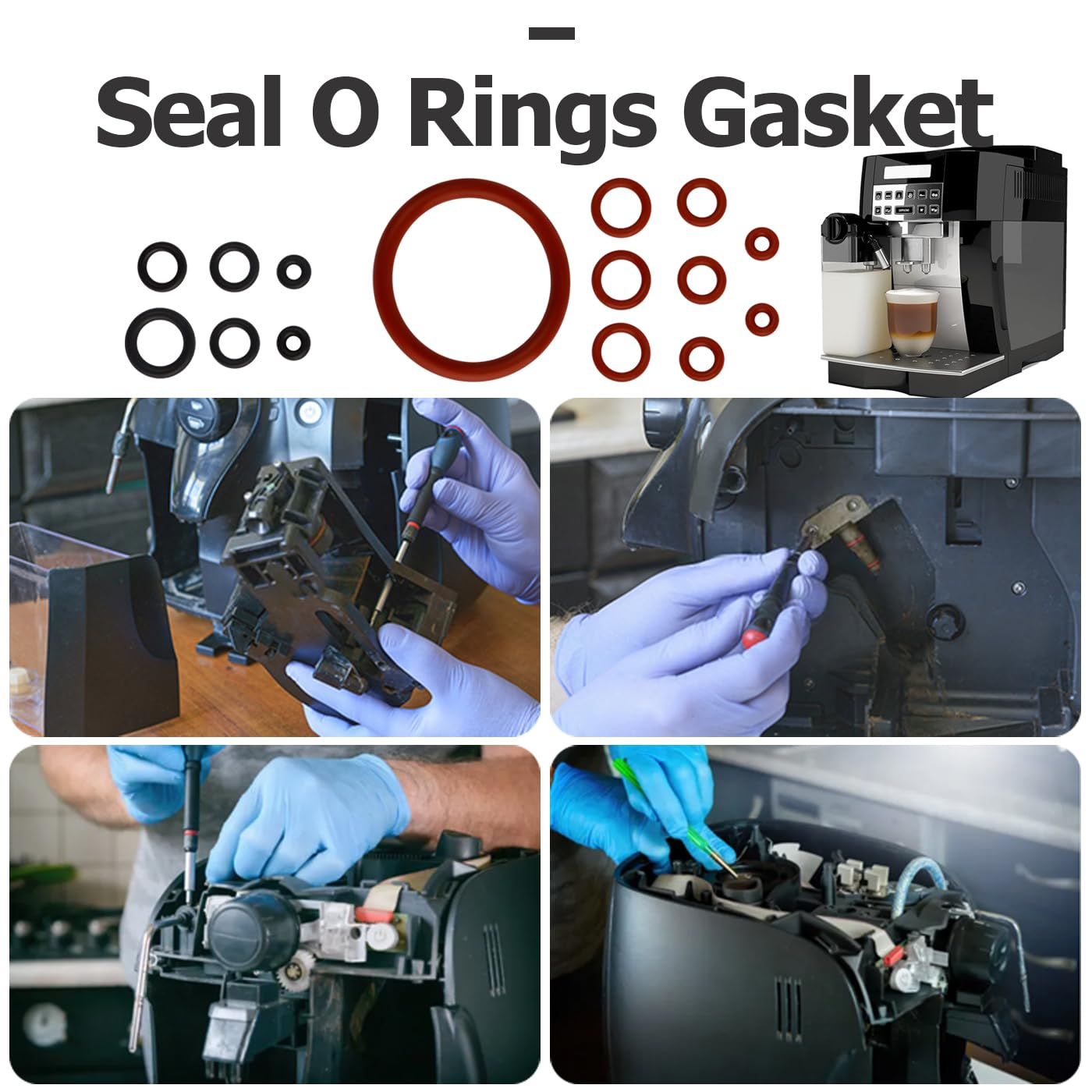 Bestgle 60 Pcs Silicone O-Ring Seal Kit, Coffee Machine Sealing Gasket for Philips Saeco Gaggia Spidem Espresso Machines, Professional Maintenance Kit Seal O Rings Nozzle Gasket