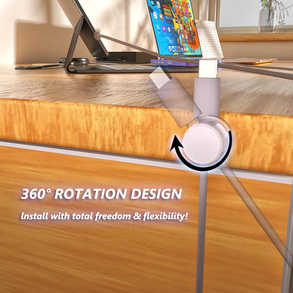 Rotatable Cable Management Clips, 6 Pack Cord Organizer Holder, Strong Adhesive Desk Cable Management, Phone Charging Cords Organizer Neatly for Home,Office,Car,Desk,Nightstand image number 6