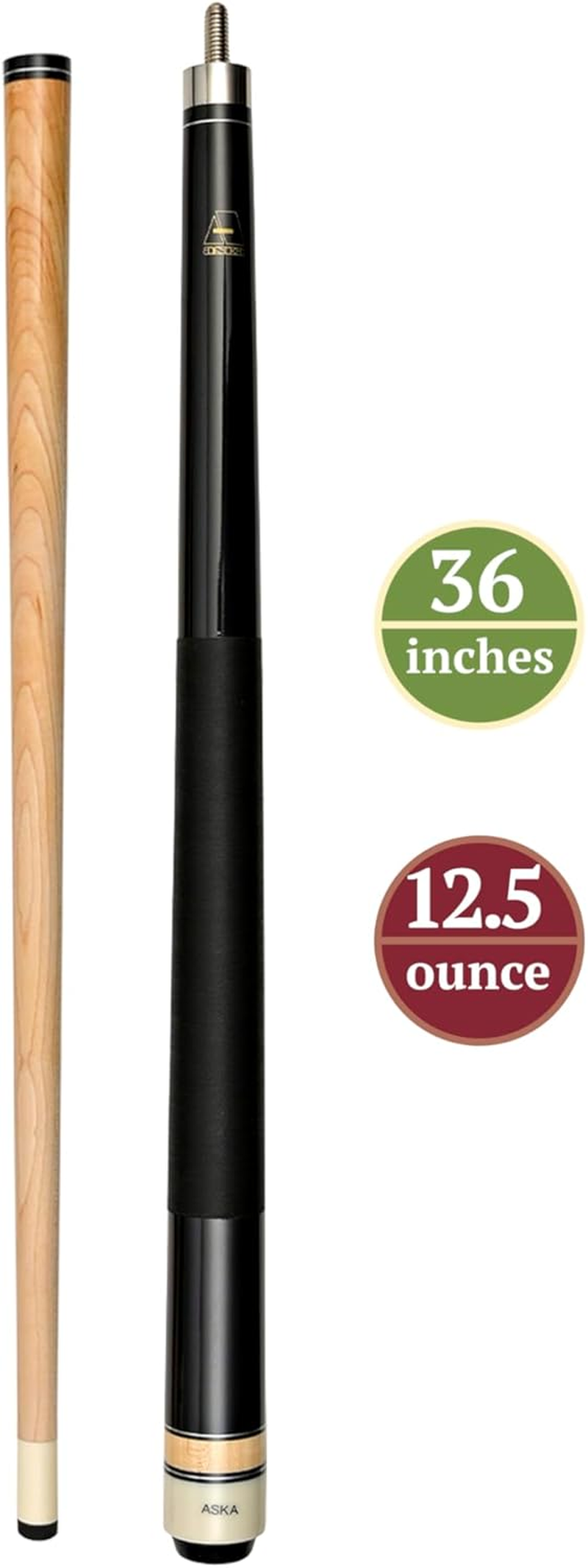 Aska Short Kids Cue LCS, Canadian Hard Rock Maple Billiard Pool Cue Stick image number 2