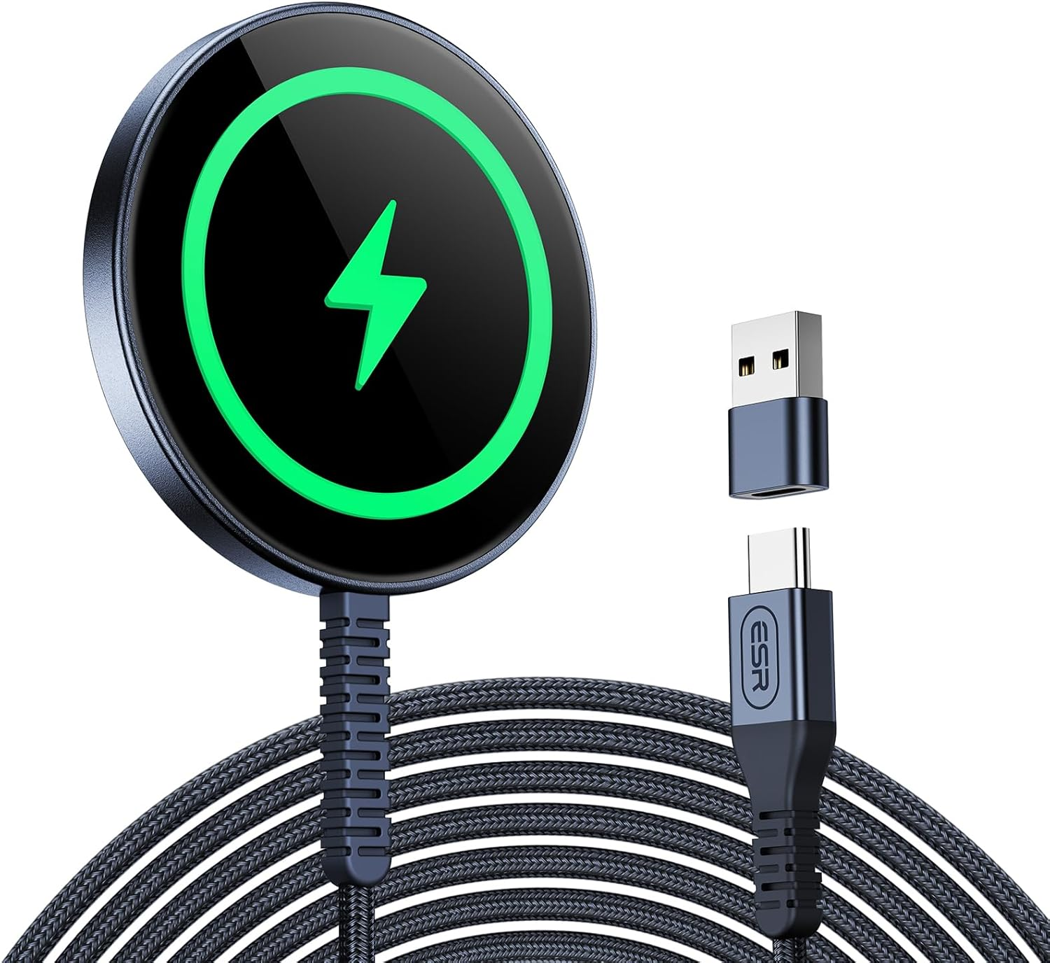 ESR Magsafe Charger Wireless Charger for Iphone 17/16/15/14/13/12 Series Apple Magnetic Charging Pad for Airpods 4/3/Pro/Pro 2 Galaxy S25 Series, Dark Blue