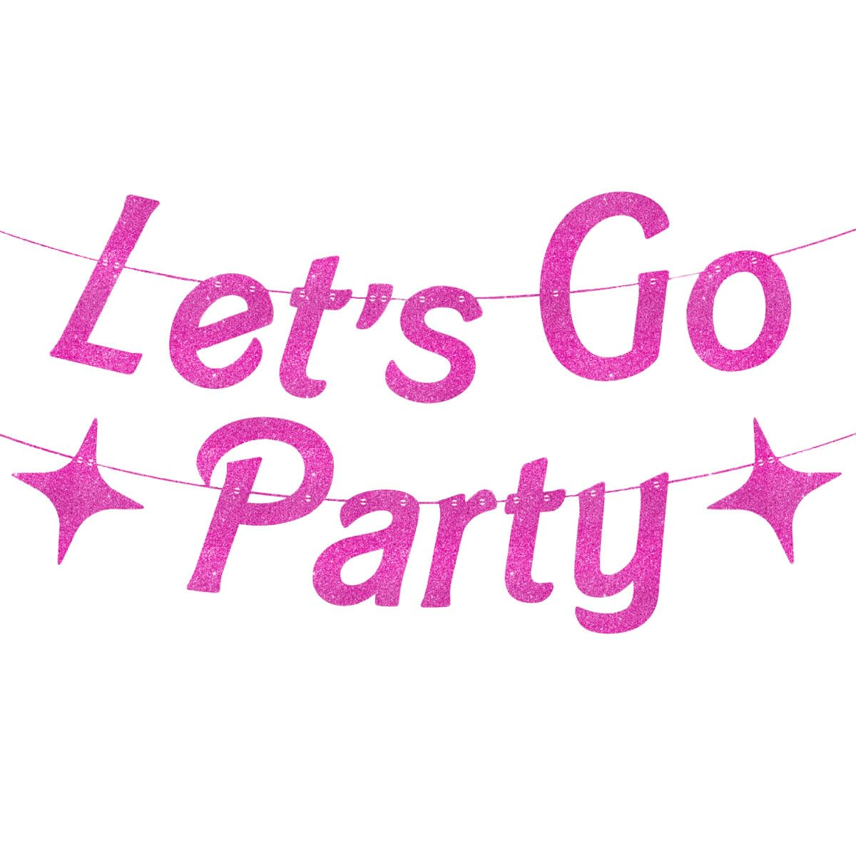 Let'S Go Party Banner Bachelorette Party Decorations, Glitter Hot Pink Party Decorations, 21St Birthday Banner Girl Photo Backdrop Props for Bachelorette Party Supplies (Pink)