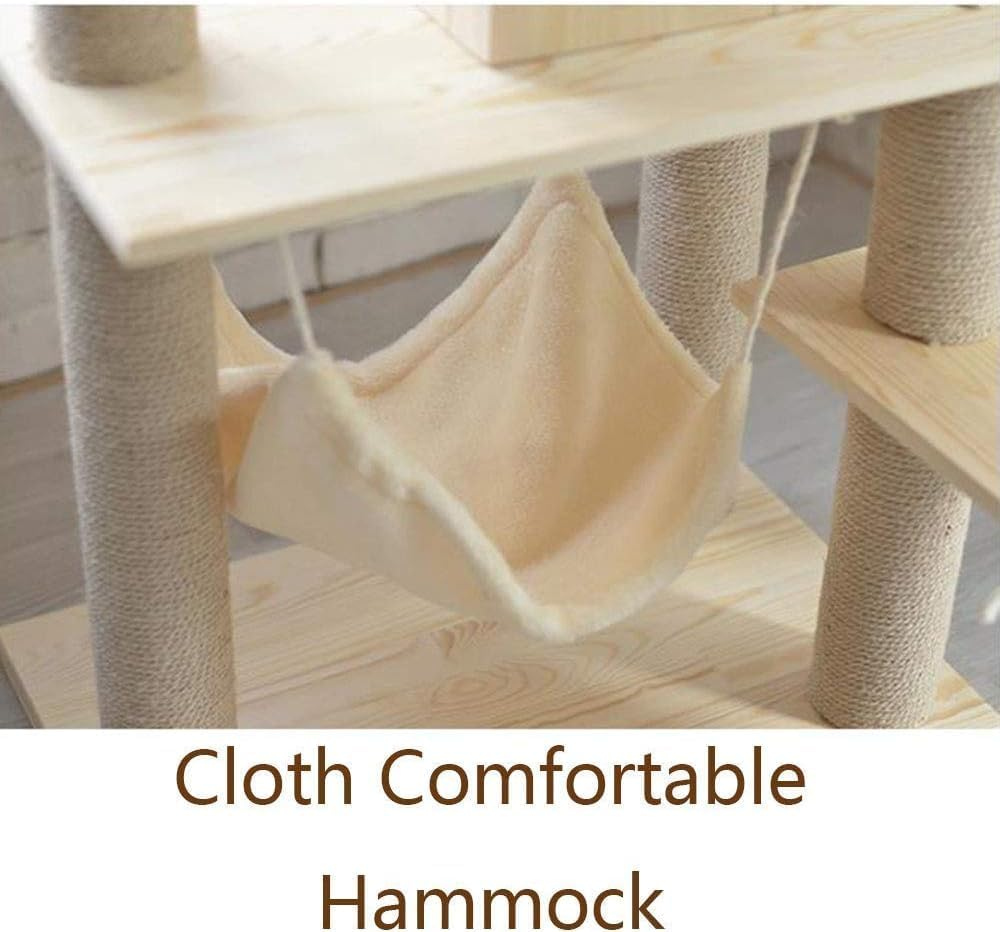 Solid Wood Cat Tree for Cats Stable Cat Tower Bold Sisal Tightly Wound Struts Comfortable Cat Litter Cat Condo image number 3