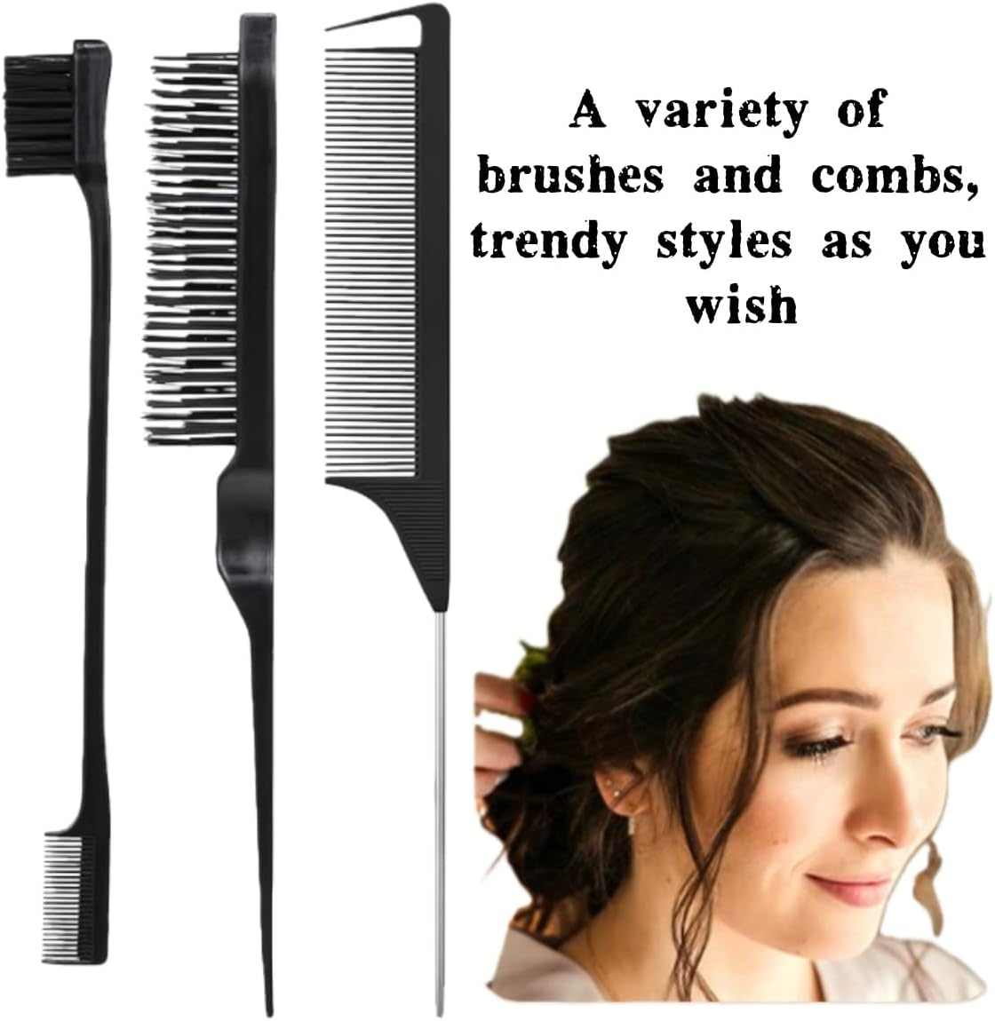 5-Piece Set of Wild Boar Bristle Comb with Wooden Handle for Smooth Bristle Combing and Styling, Anti-Static Wooden Handle Zxjsisy Hair and Beard Styling Set, Suitable for Both Men and Women image number 2