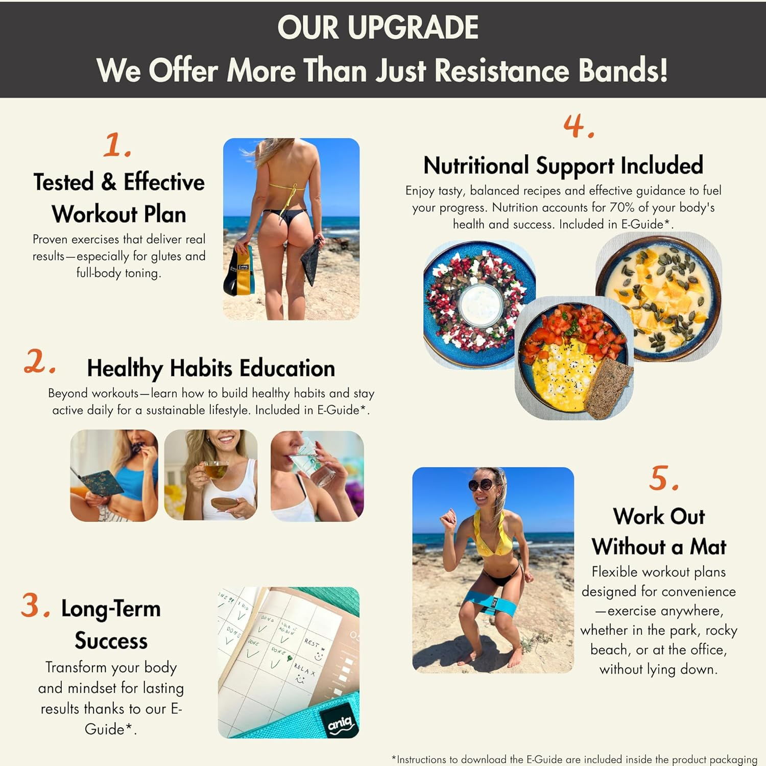 Fabric Resistance Bands Set for Women & Men &ndash; Non-Slip Booty Bands for Legs & Glutes &ndash; Includes Headband & Workout Guide & E-Guide &ndash; Ideal for Yoga, Pilates & Home Workouts by ANIQ&trade; image number 1