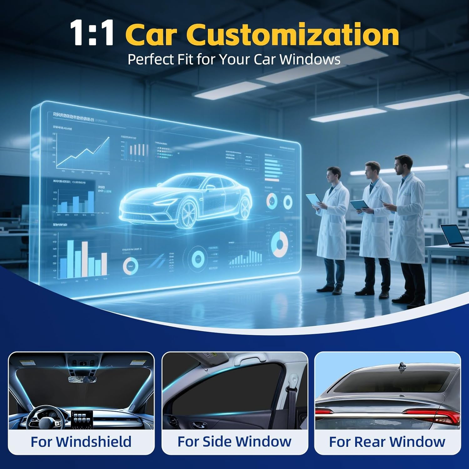 Car Window Shades for Tesla Model Y Juniper 2025 2026 with Suction Cups(No Falling), Custom Fit Side Window Sun Shade Set, Privacy UV Block Window Covers, Full Blackout Sunshade for Camping(8Pcs) image number 1